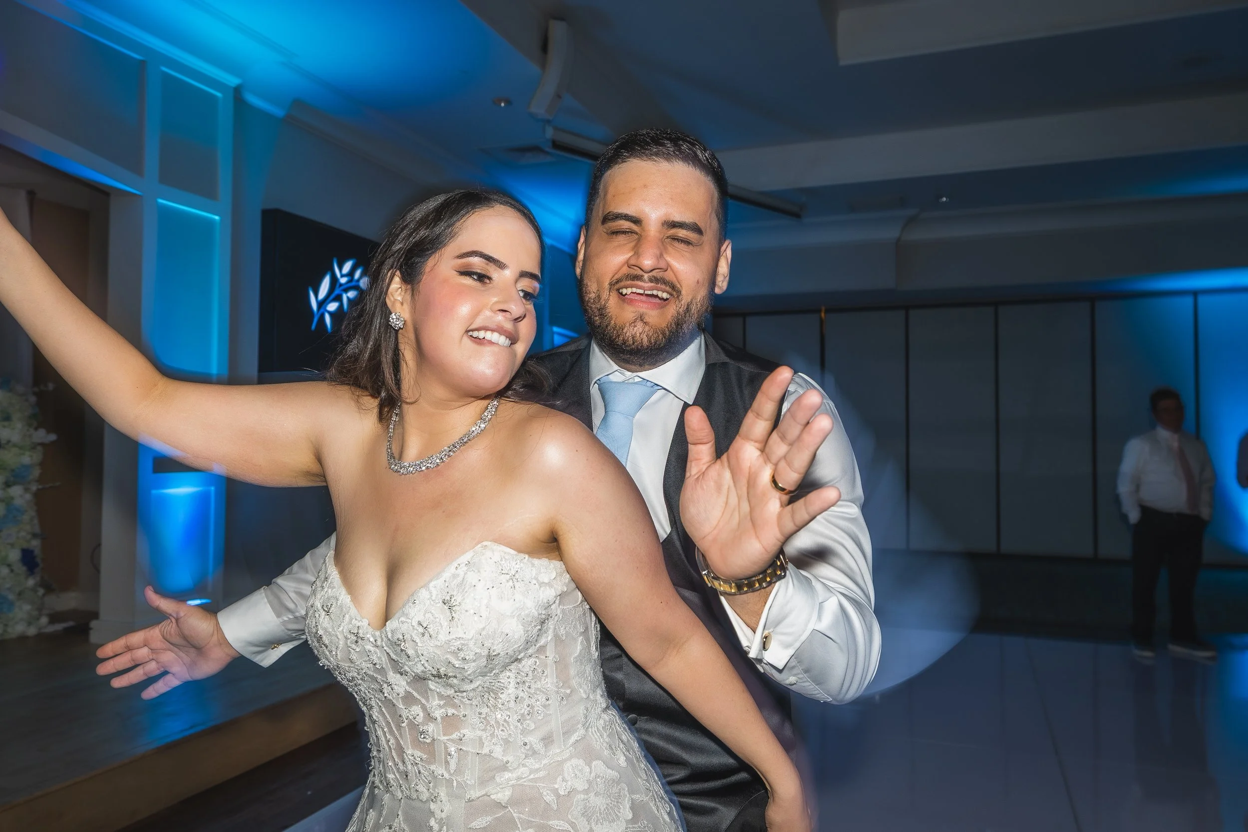 Couple dancing during the reception at a luxury wedding in Boynton Beach, Florida