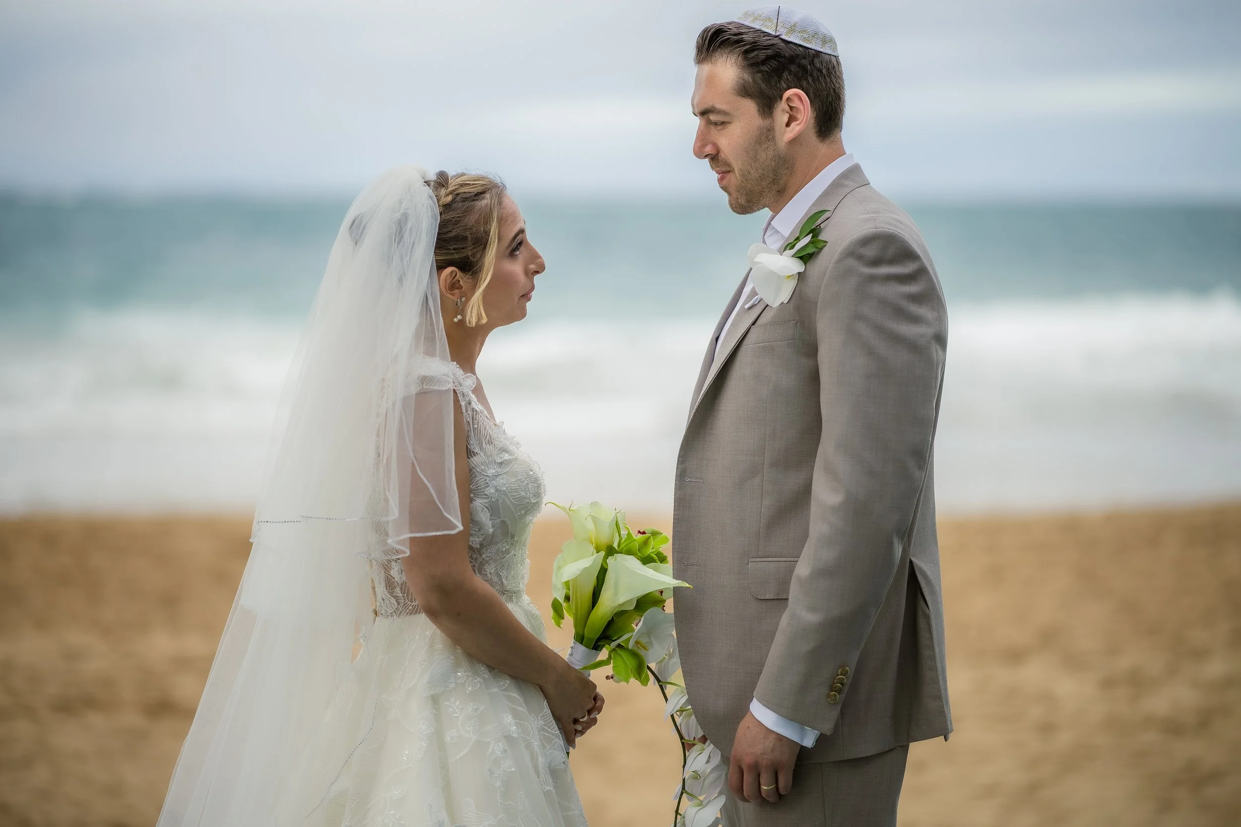 Bride and groom at La Concha Resort during a Jewish wedding in Puerto Rico