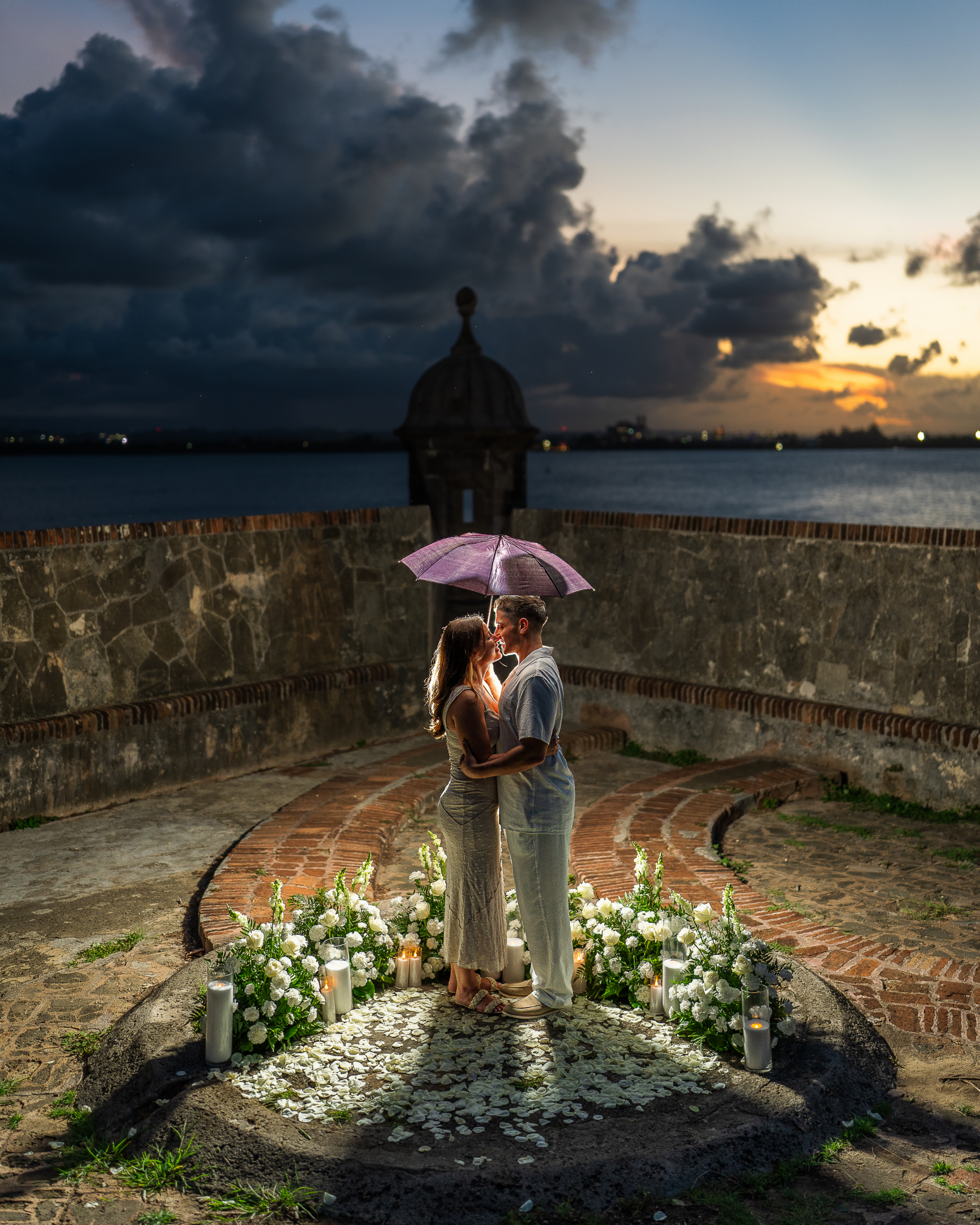 Surprise marriage proposal in Old San Juan taken by a destination wedding photographer in Puerto Rico