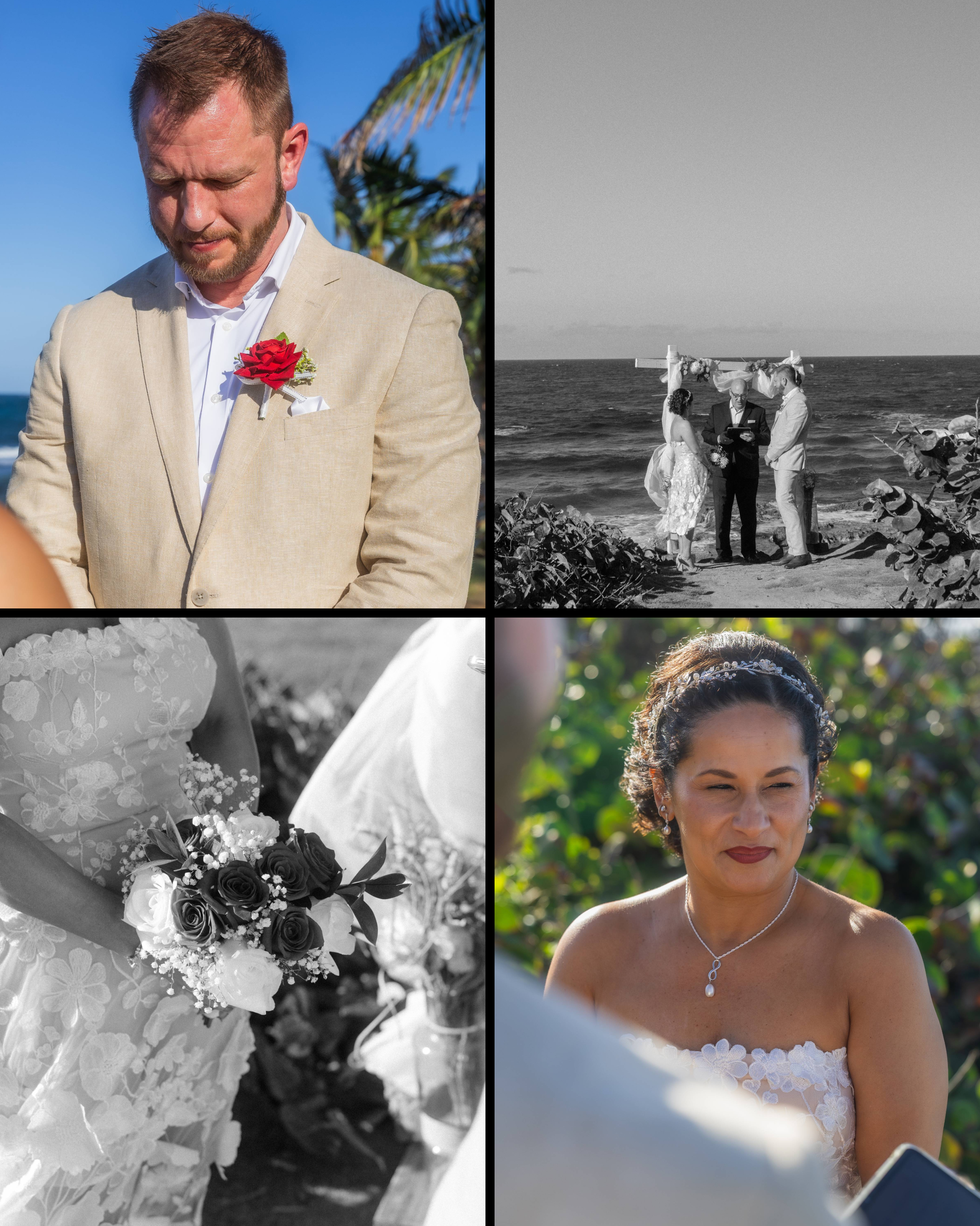 Bride and groom exchanging vows during an intimate beach elopement