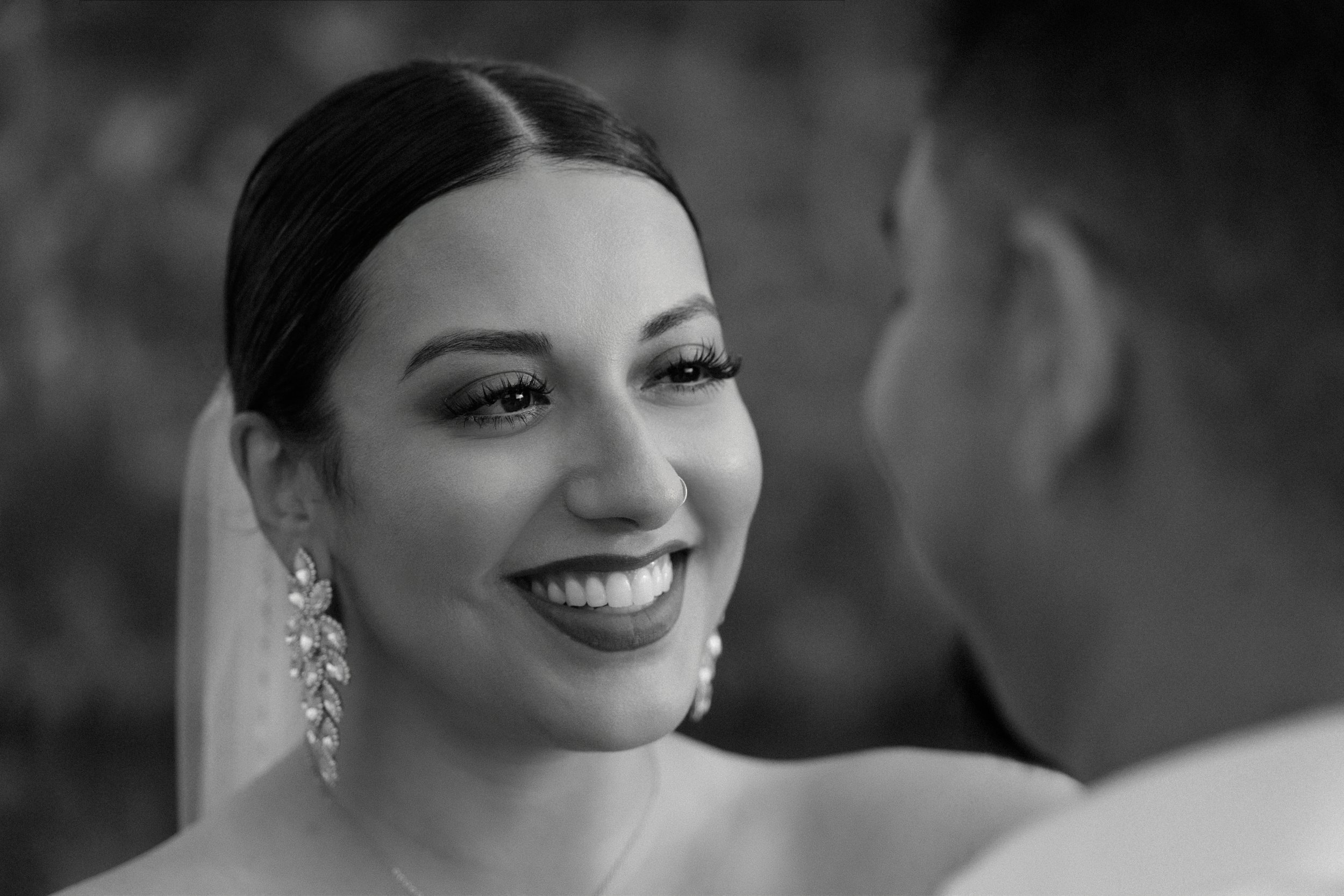 Bride gazing into groom's eyes during an intimate moment of their destination elopement wedding in Old San Juan, Puerto Rico