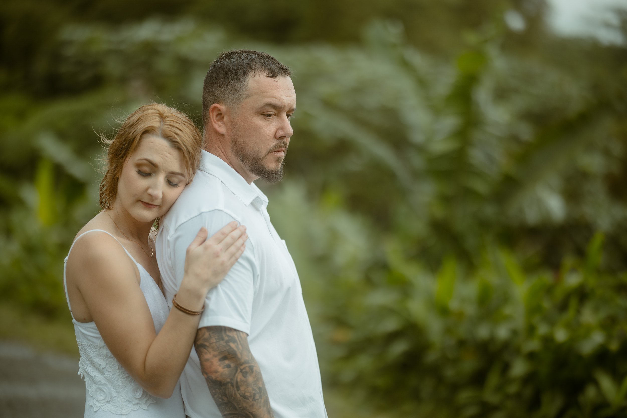Couple sharing an intimate moment during a luxury elopement in Puerto Rico