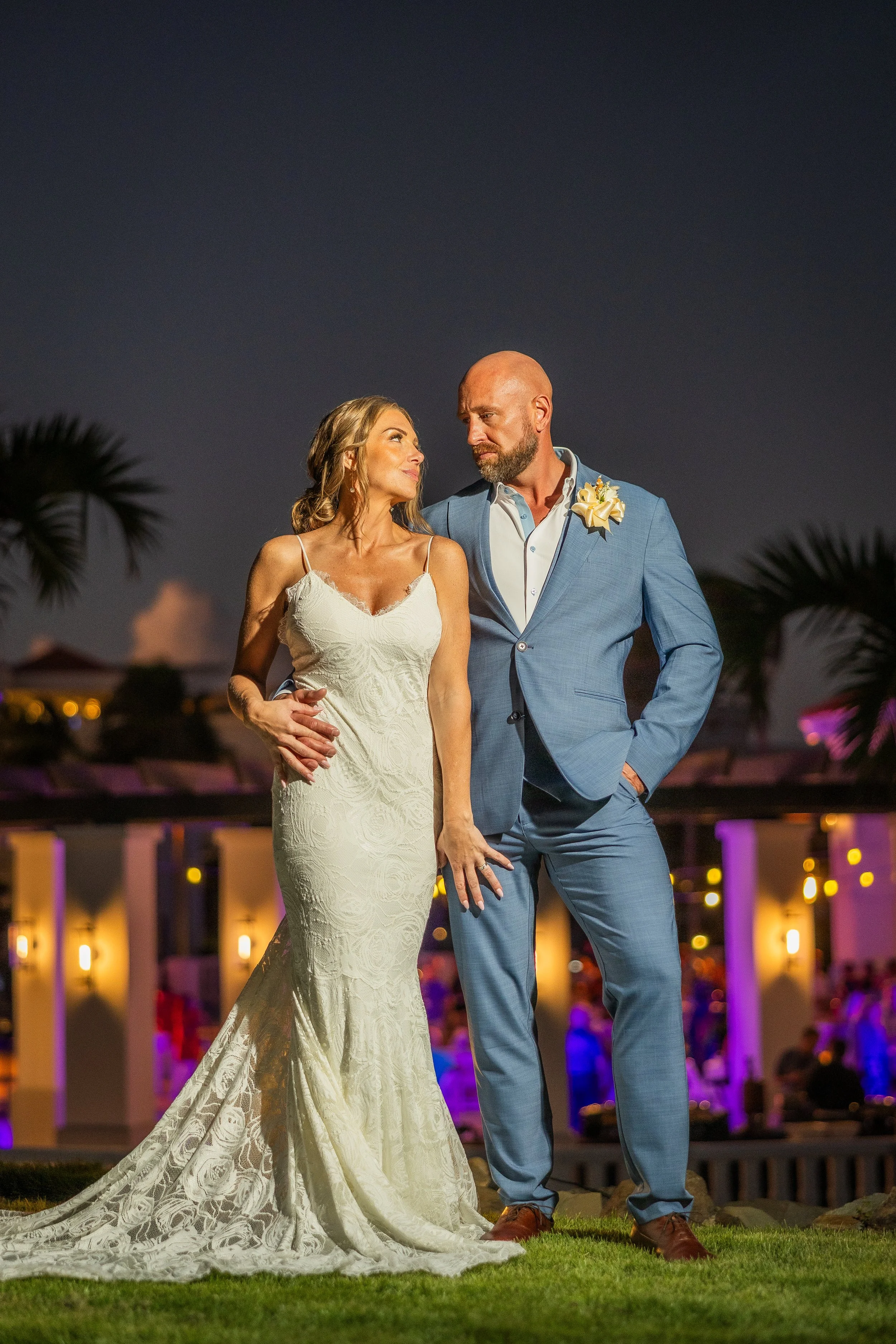 Bride and groom at El Conquistador Resort taken by a luxury wedding photographer in Puerto Rico