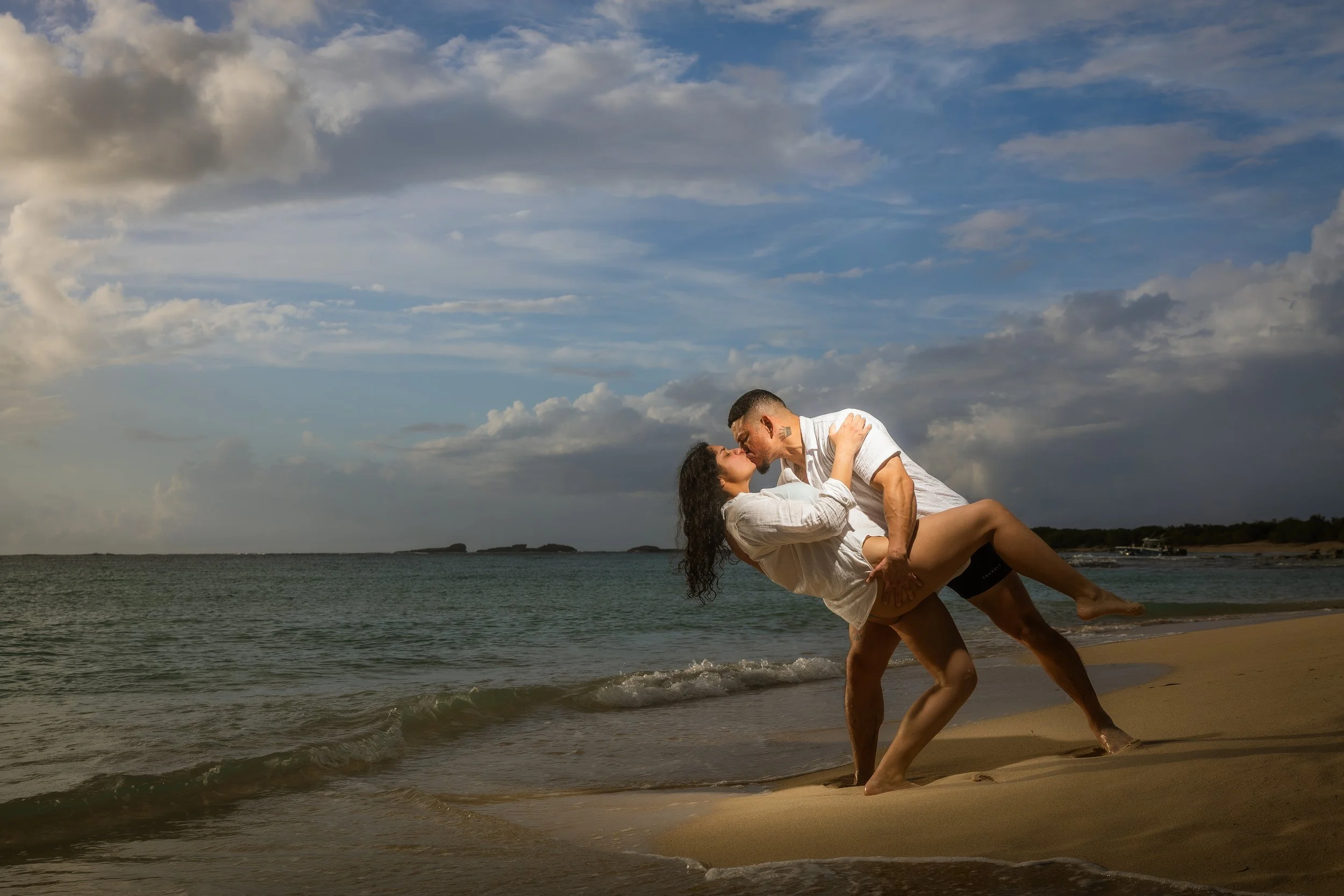 Woman reacting emotionally after saying yes to proposal in Puerto Rico