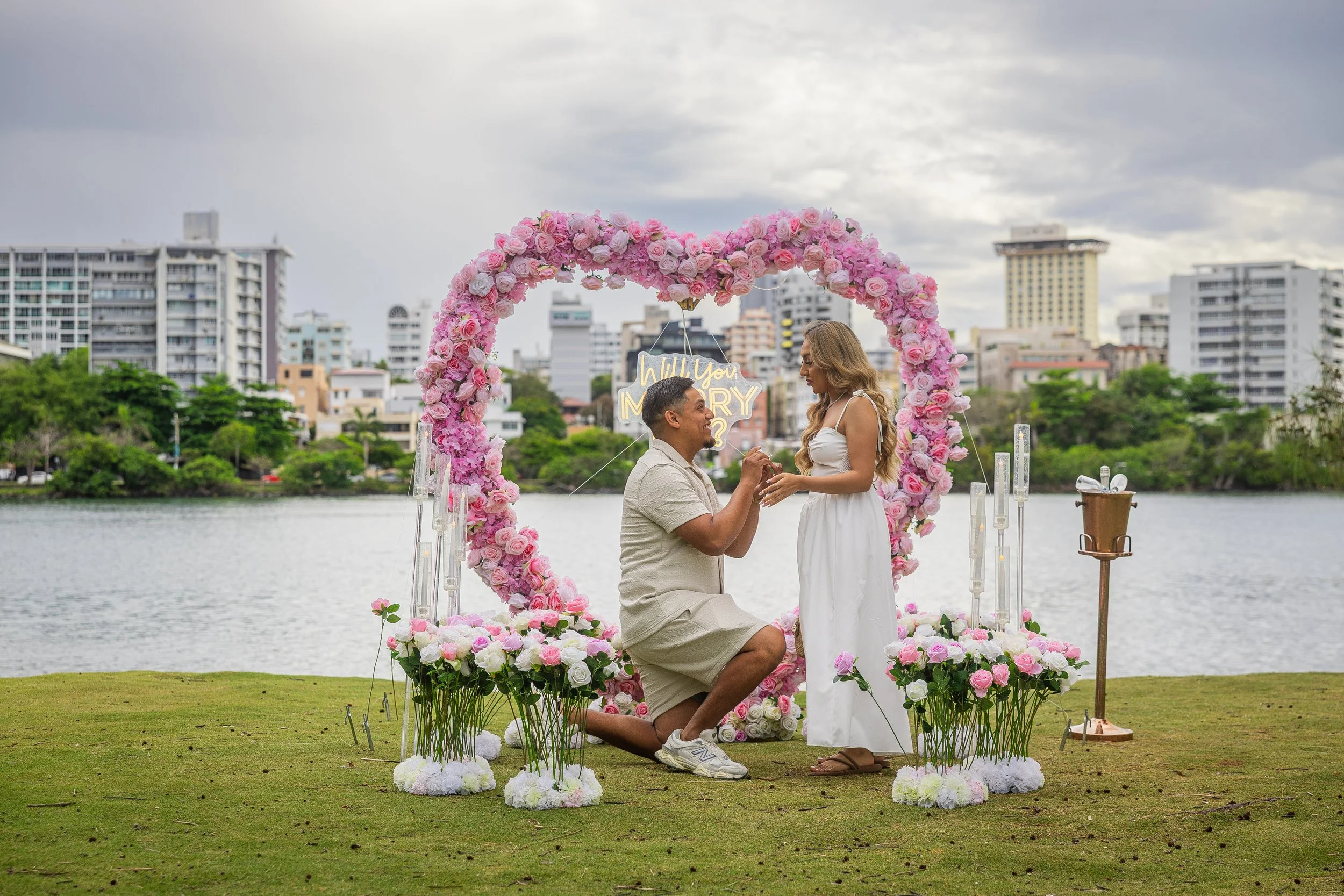 Surprise marriage proposal at Condado Beach in San Juan, Puerto Rico taken by an elopement wedding photographer