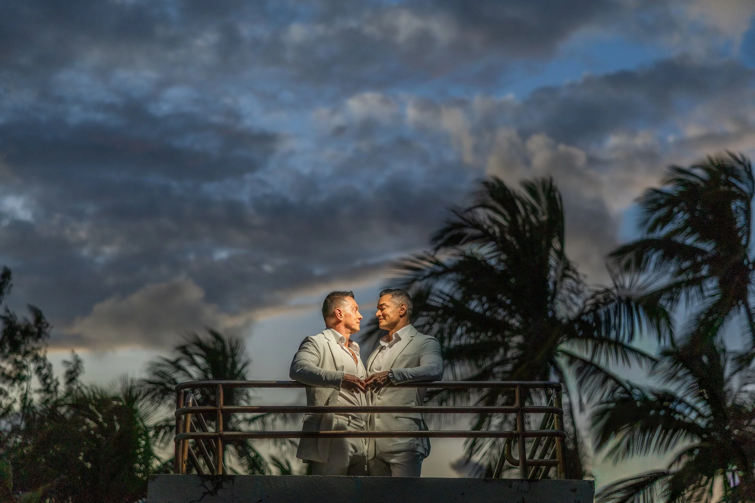 Gay couple in Escambrón Beach during an elopement with a wedding photographer in Puerto Rico