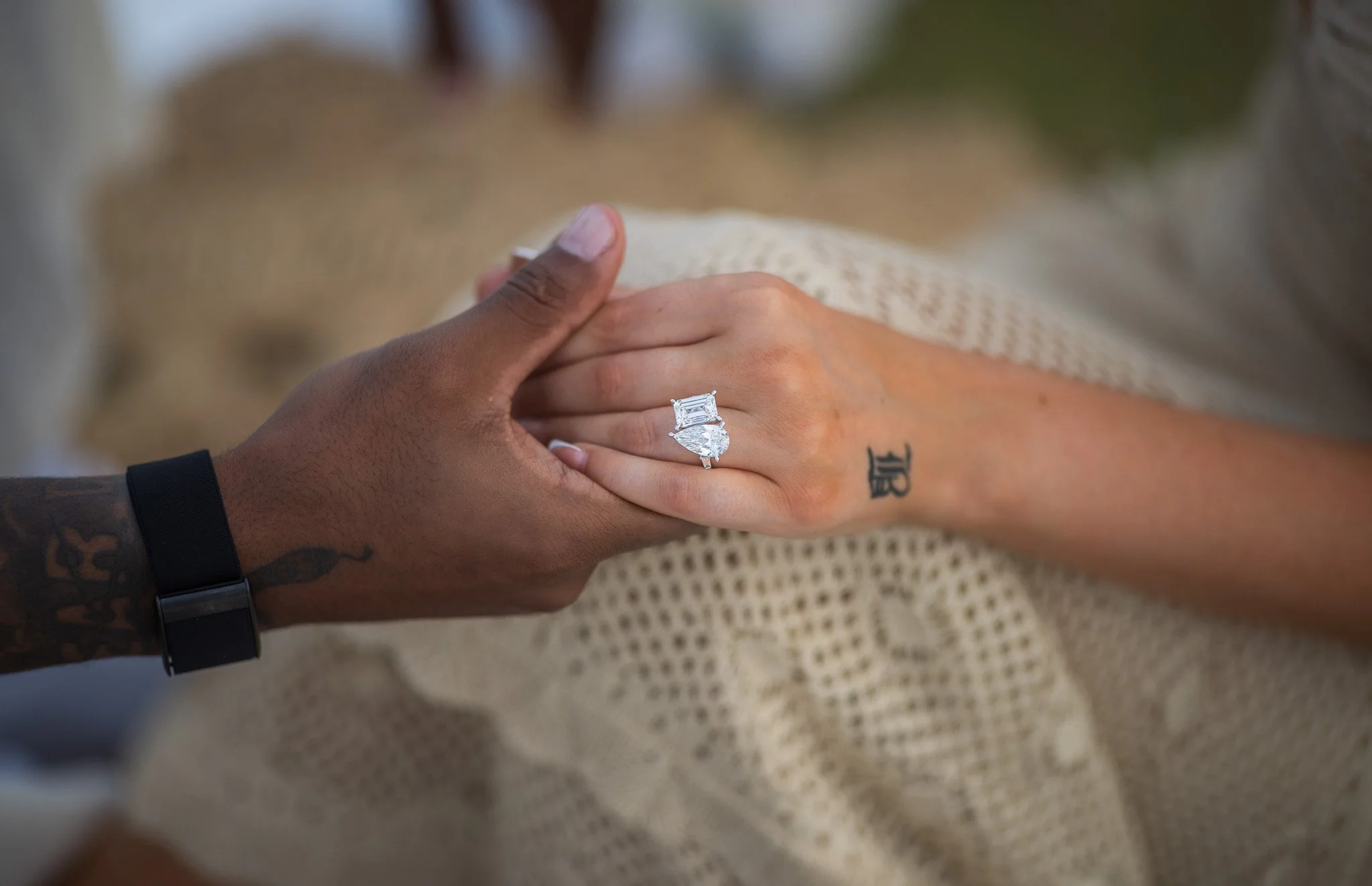 Editorial engagement ring photo during an engagement session after a marriage proposal in Puerto Rico