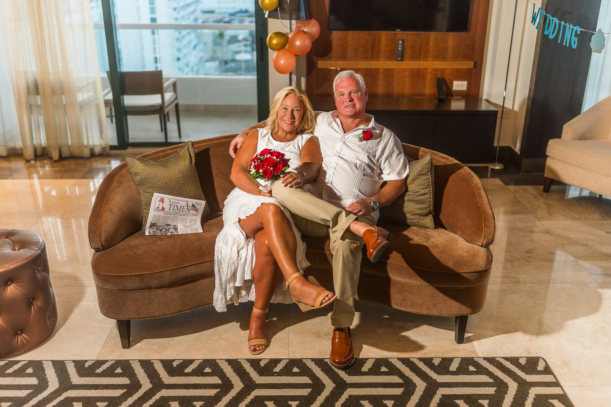 Bride and groom during their elopement ceremony at the Condado Vanderbilt Hotel taken by a Puerto Rico destination wedding photographer