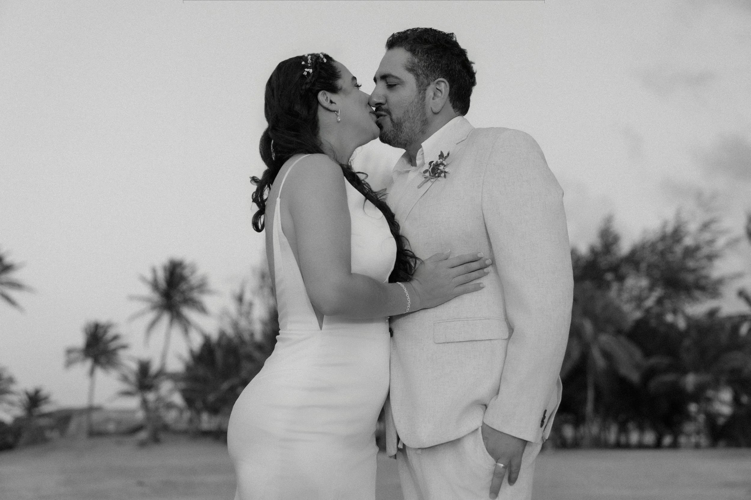 Sunset engagement portraits following an intimate Puerto Rico elopement