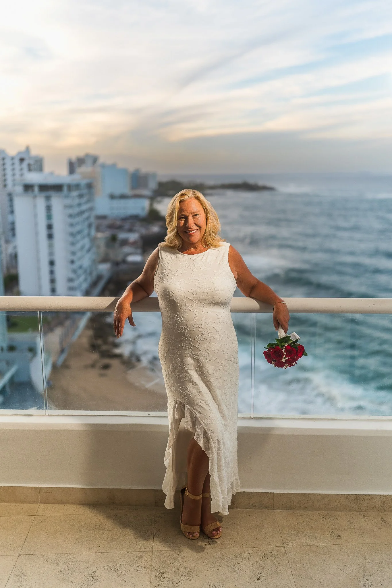Bride at the Condado Vanderbilt Hotel during her elopement taken by a wedding photographer in Puerto Rico