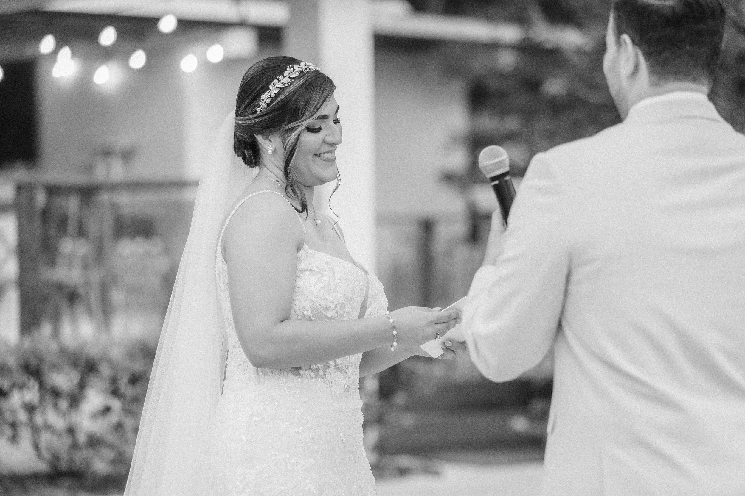 Bride during wedding ceremony at Hacienda Santiago, a wedding venue in Puerto Rico