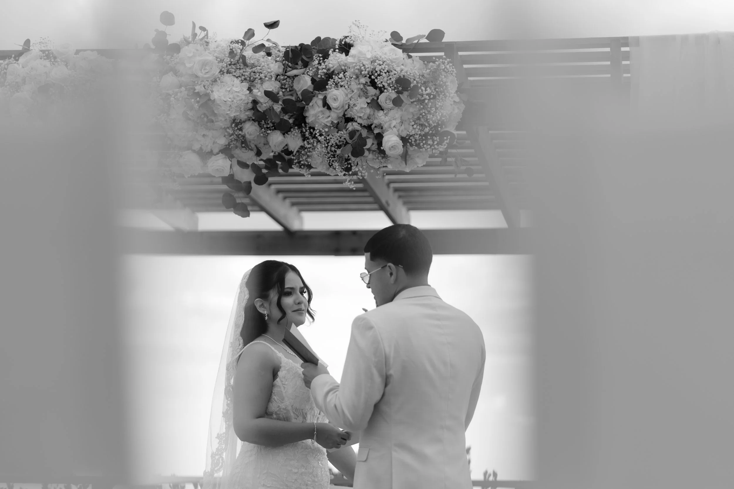 Bride and groom exchanging vows at Palacio Provincial in Old San Juan, Puerto Rico during their intimate elopement