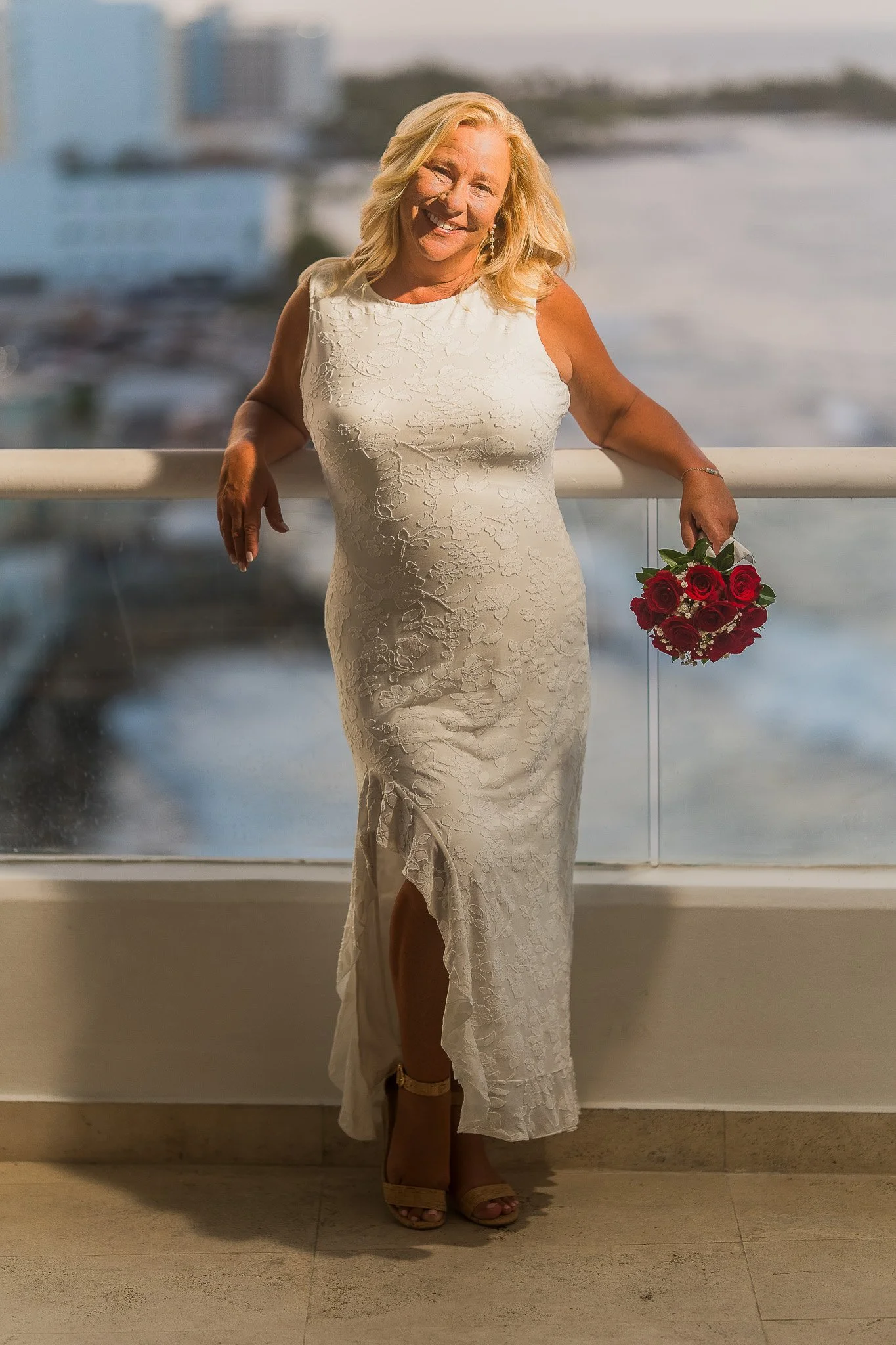Bride at the Condado Vanderbilt Hotel during her elopement taken by a wedding photographer in Puerto Rico