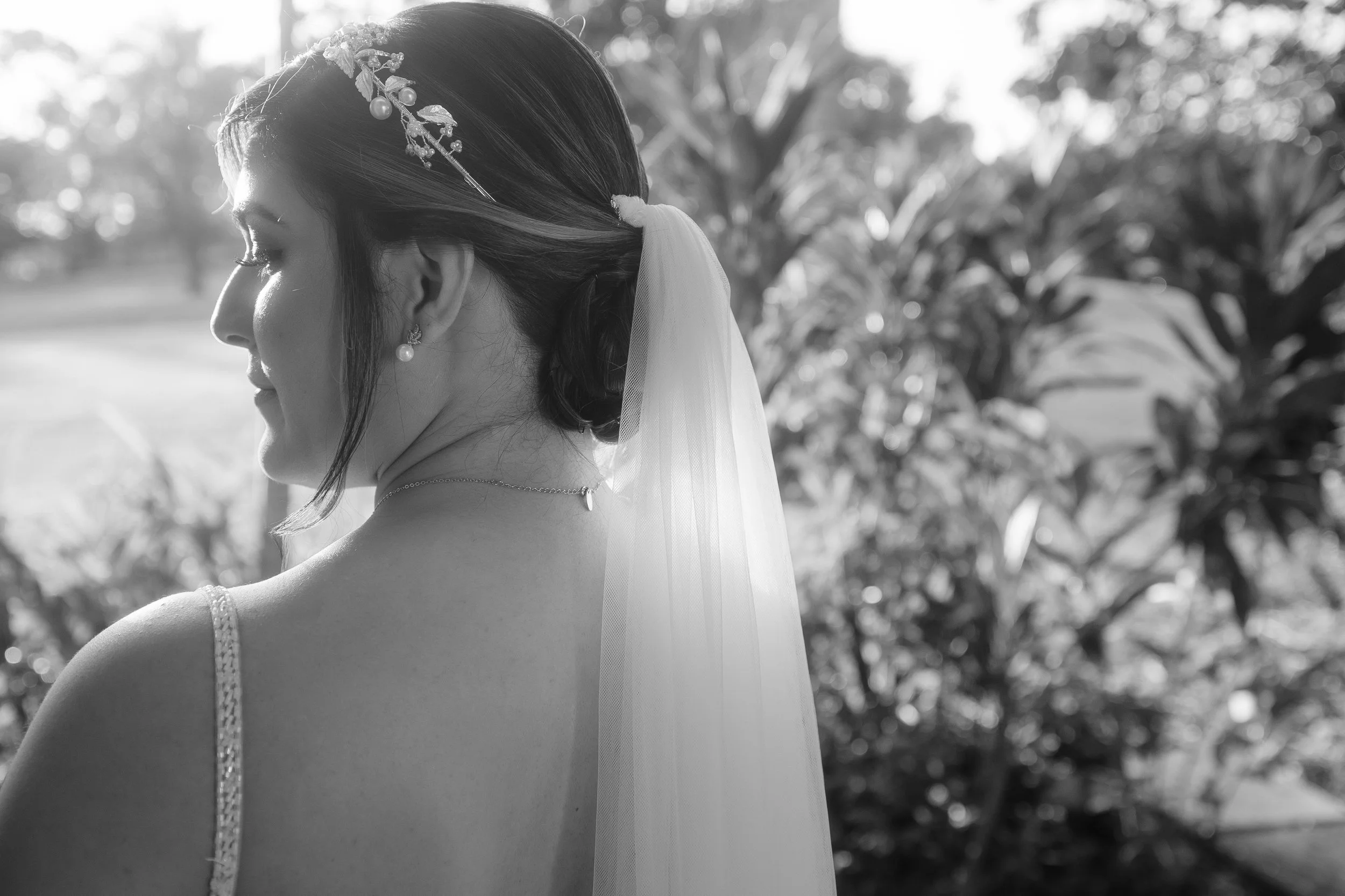 Bride posing for a wedding photographer in Puerto Rico at Hacienda Santiago