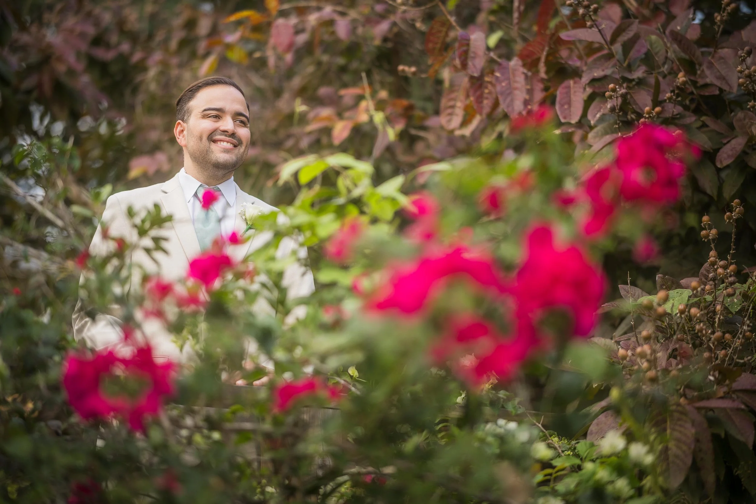 Groom at Hacienda Santiago taken by a wedding photographer in Puerto Rico