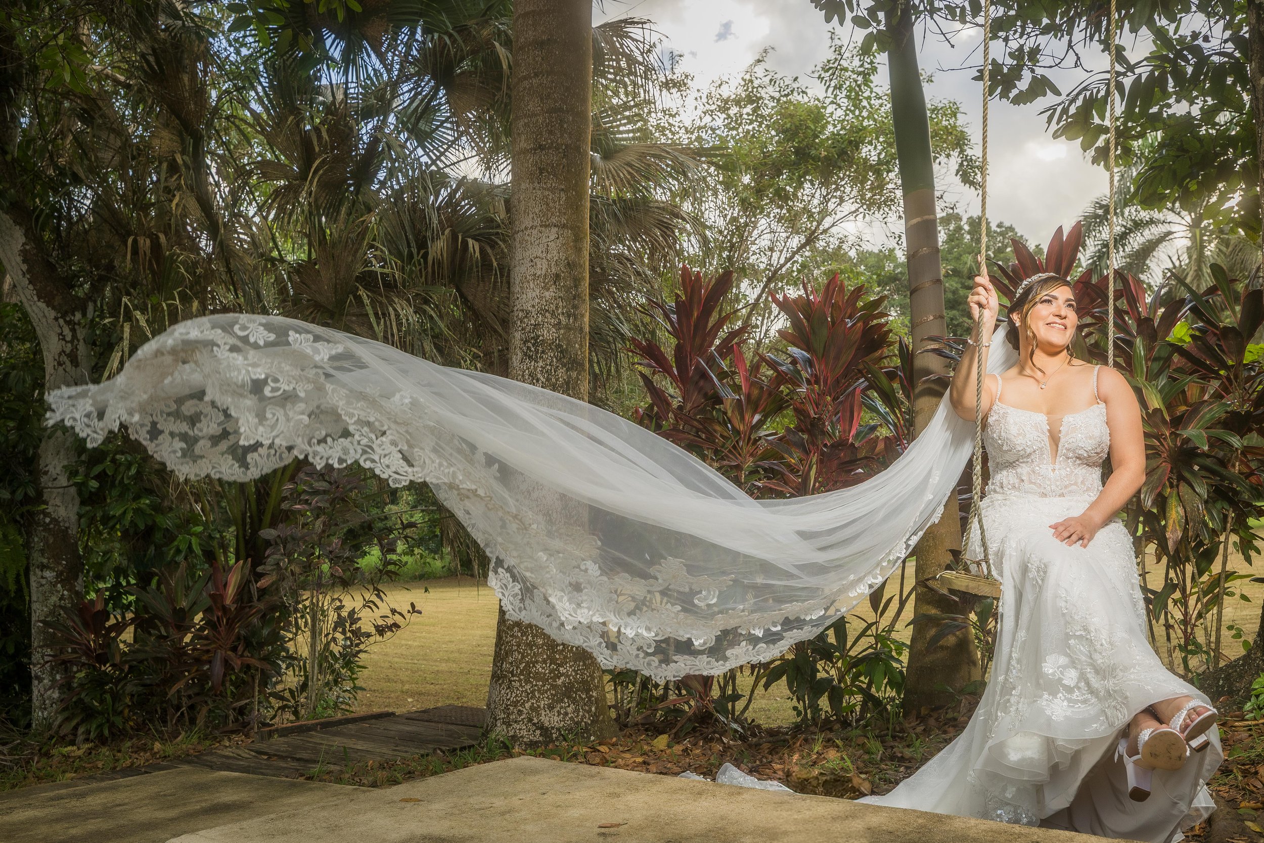 Bridal portraits at Hacienda Santiago taken by a Puerto Rico wedding photographer