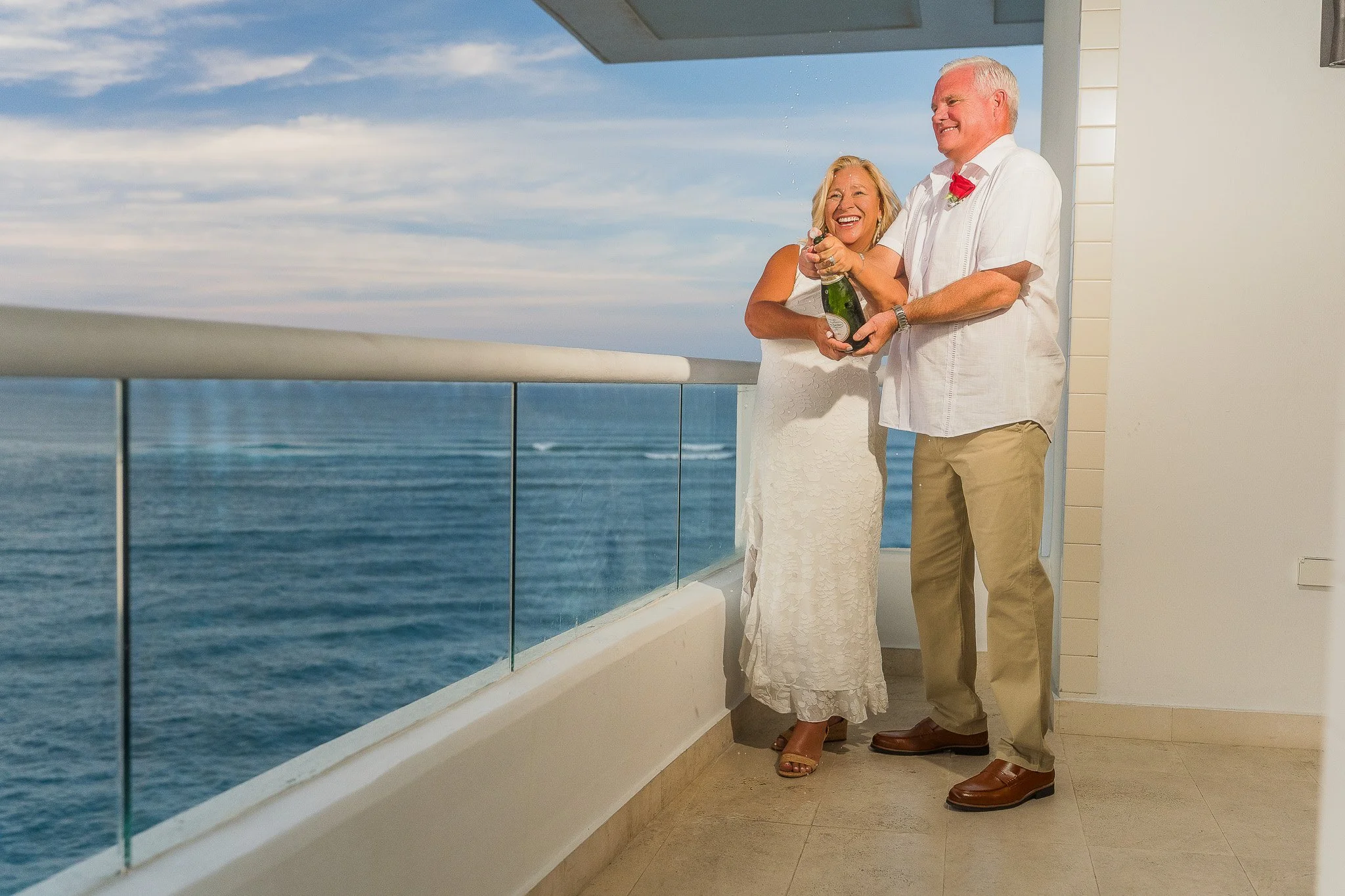 Bride and groom during their elopement ceremony at the Condado Vanderbilt Hotel taken by a Puerto Rico destination wedding photographer
