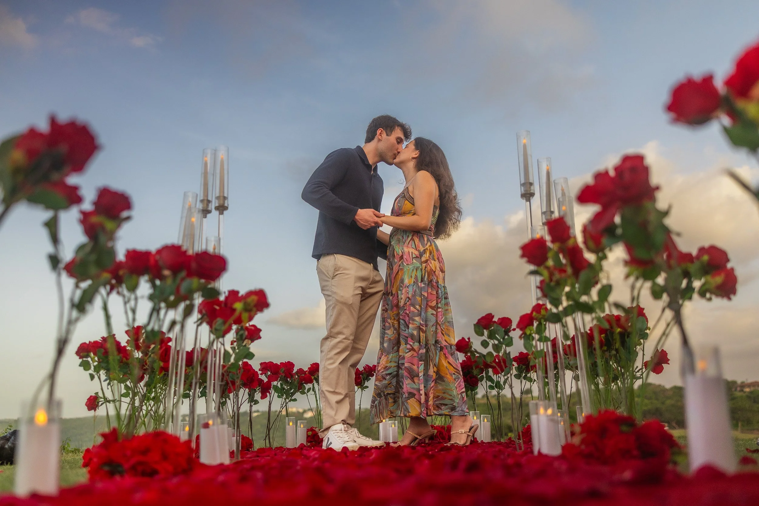 Recently engaged couple at Royal Isabela during a surprise marriage proposal taken by a destination wedding photographer in Puerto Rico