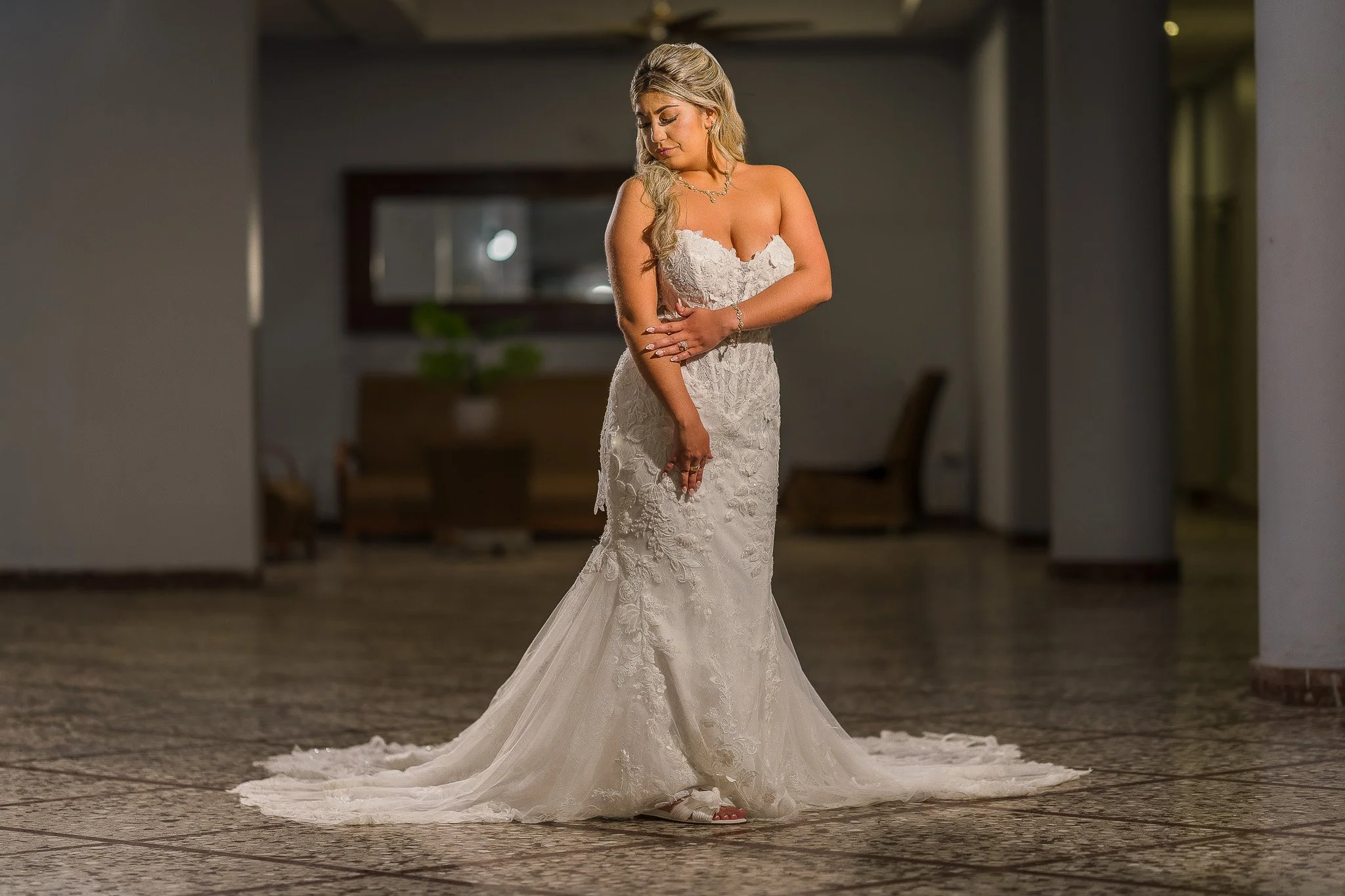 Editorial portrait of a bride at Condado del Mar taken by a luxury elopement photographer in Puerto Rico