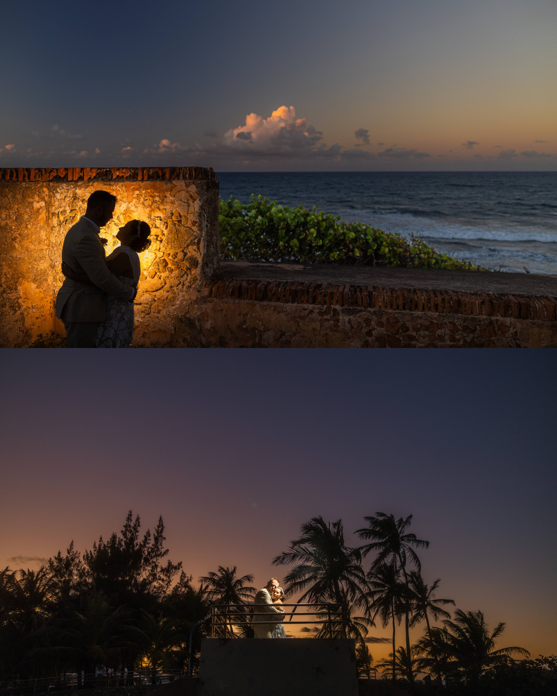 Couple celebrating their marriage during a destination elopement in Puerto Rico