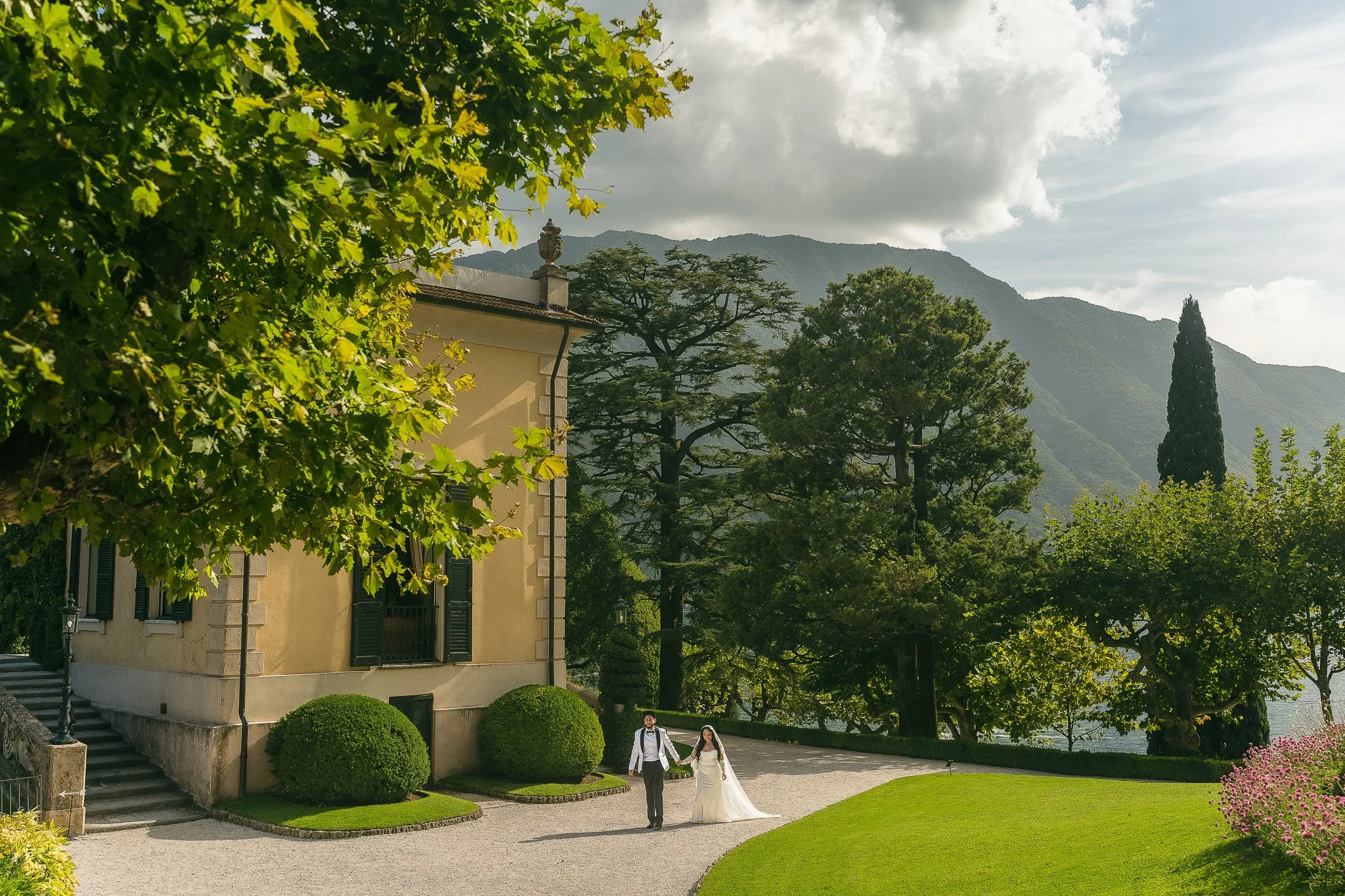 Luxury elopement at Villa del Balbianello in Lake Como, Italy taken by a destination wedding photographer