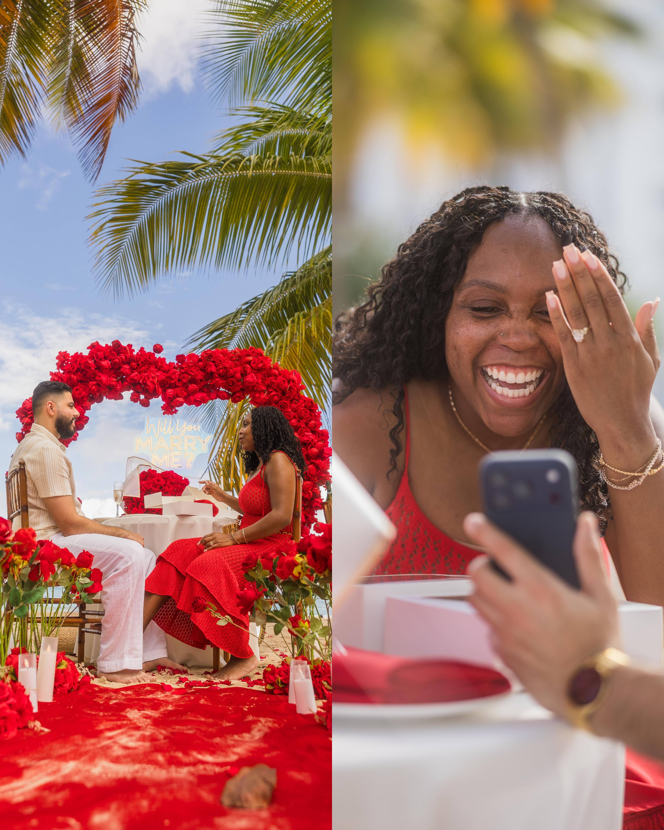 Couple during a surprise marriage proposal in Puerto Rico