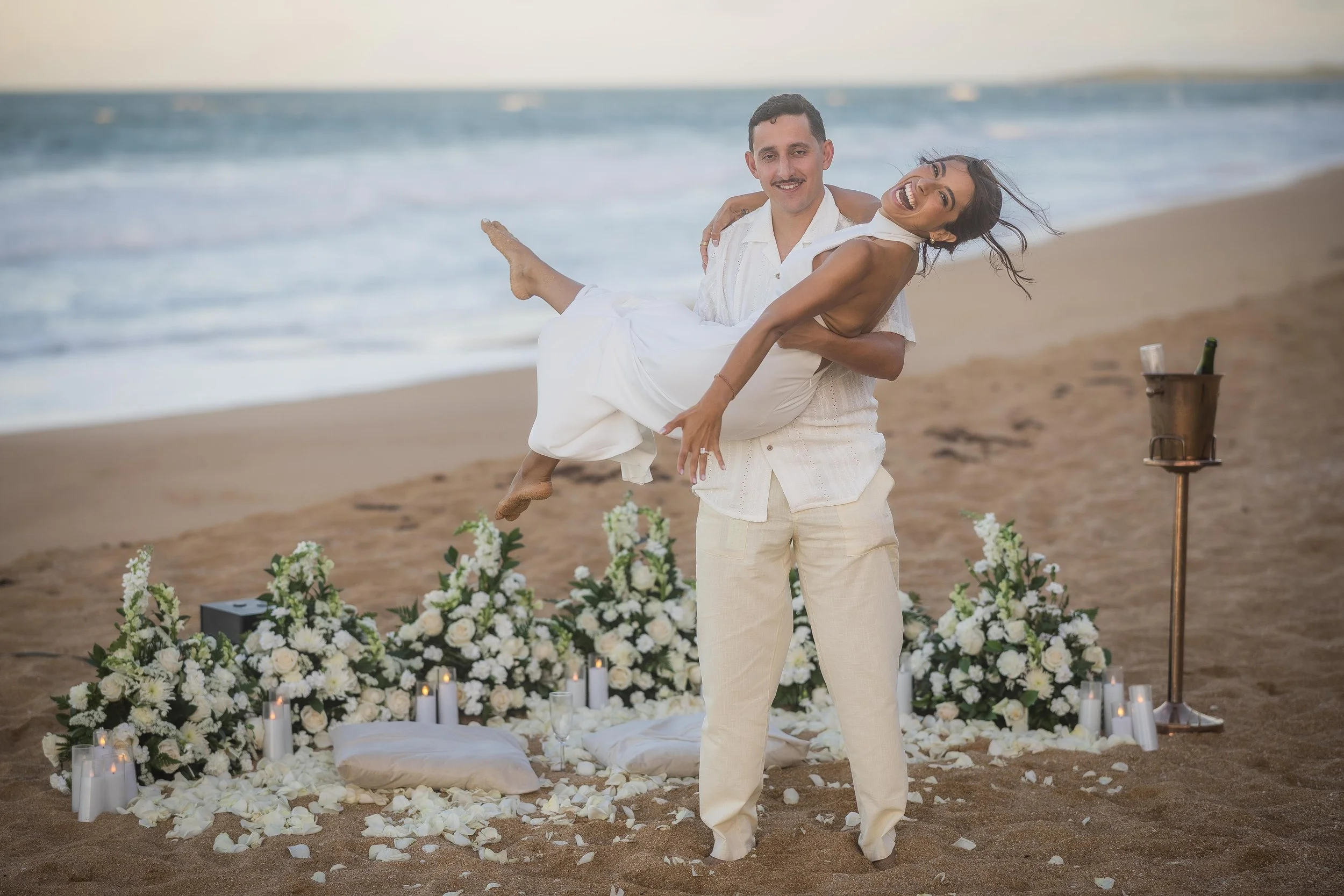 Surprise marriage proposal in Puerto Rico at Piñones Beach