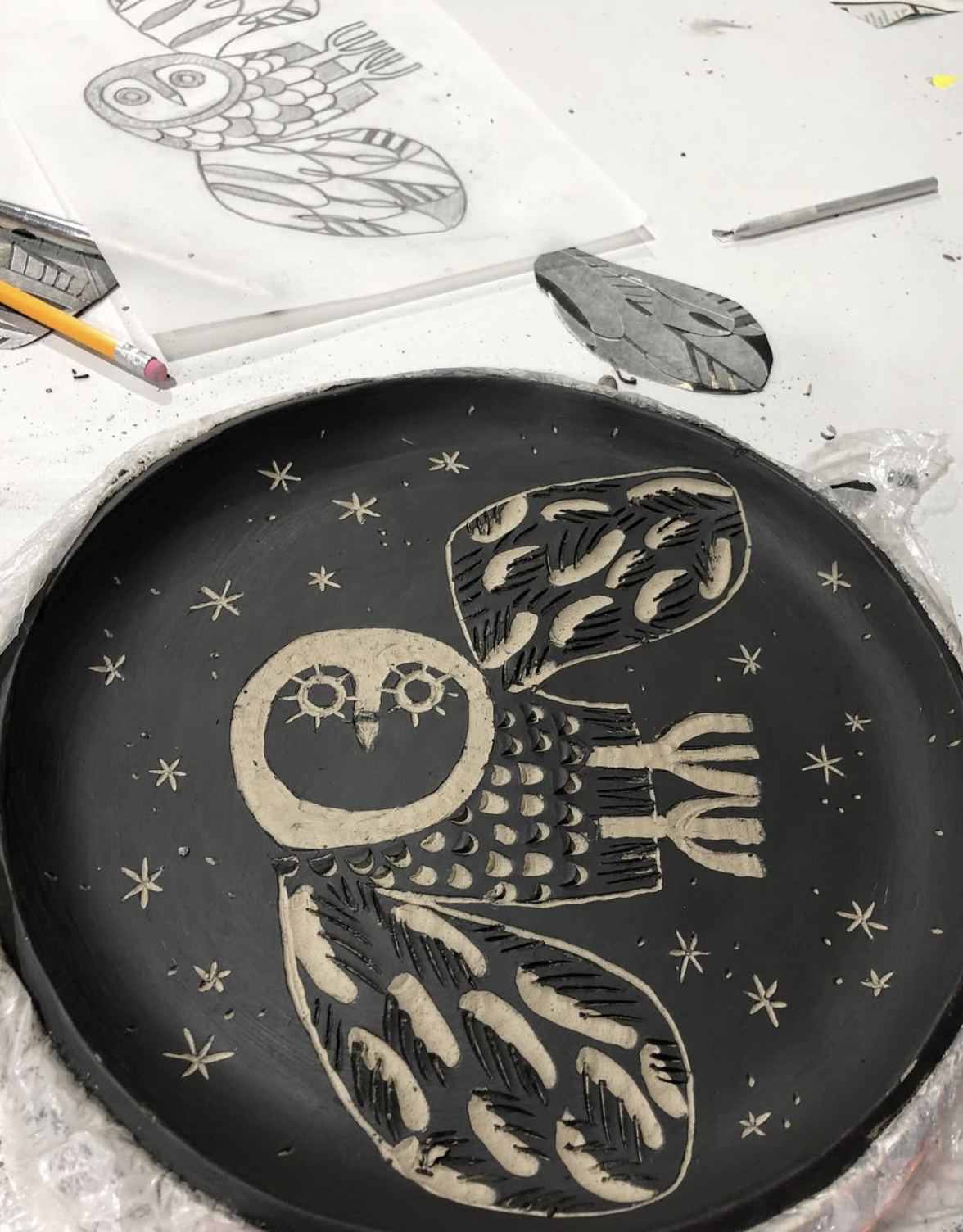 Ceramic Sgraffito Plates  @G2