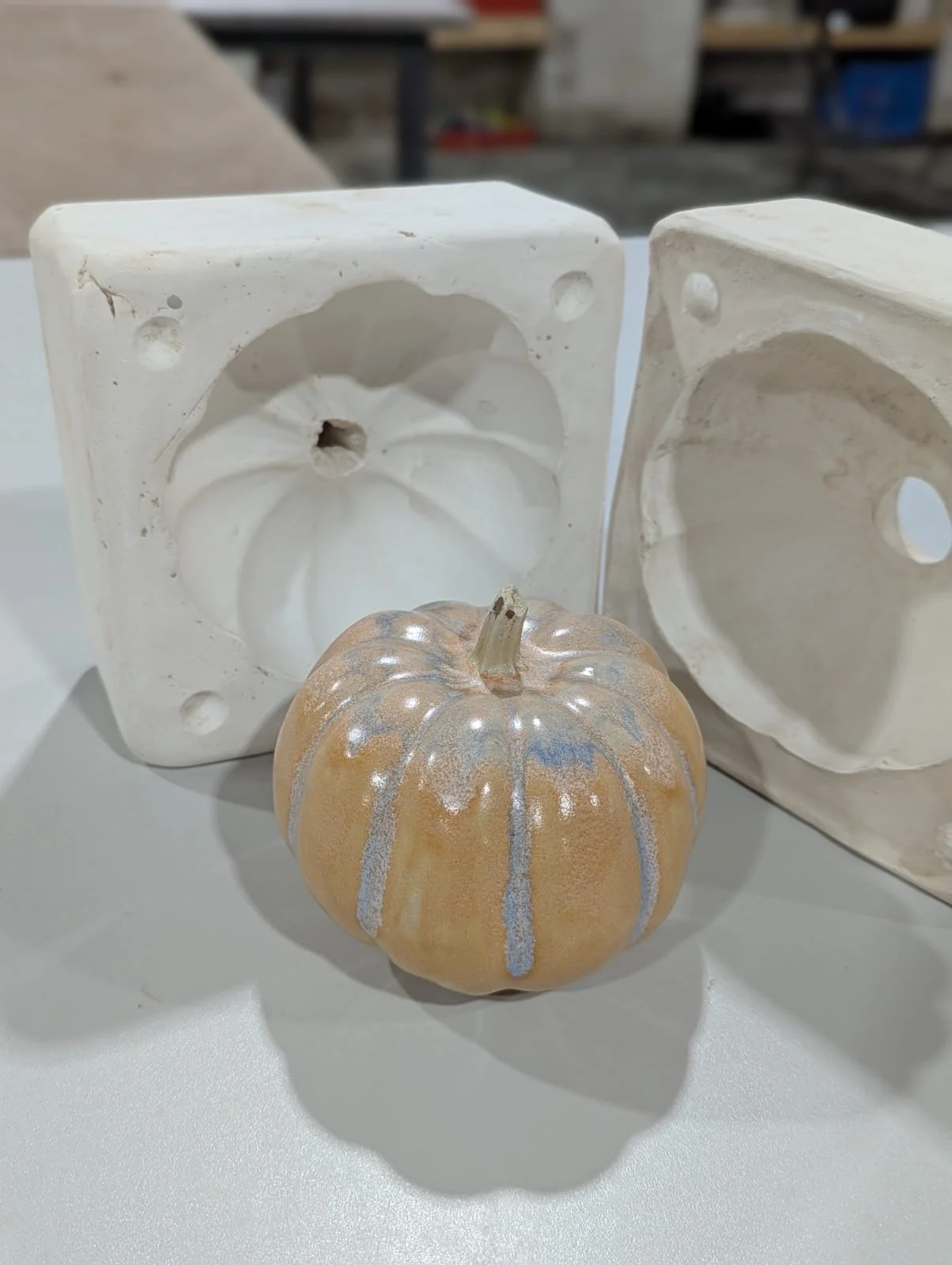 Slip-cast pumpkin plaster moulds