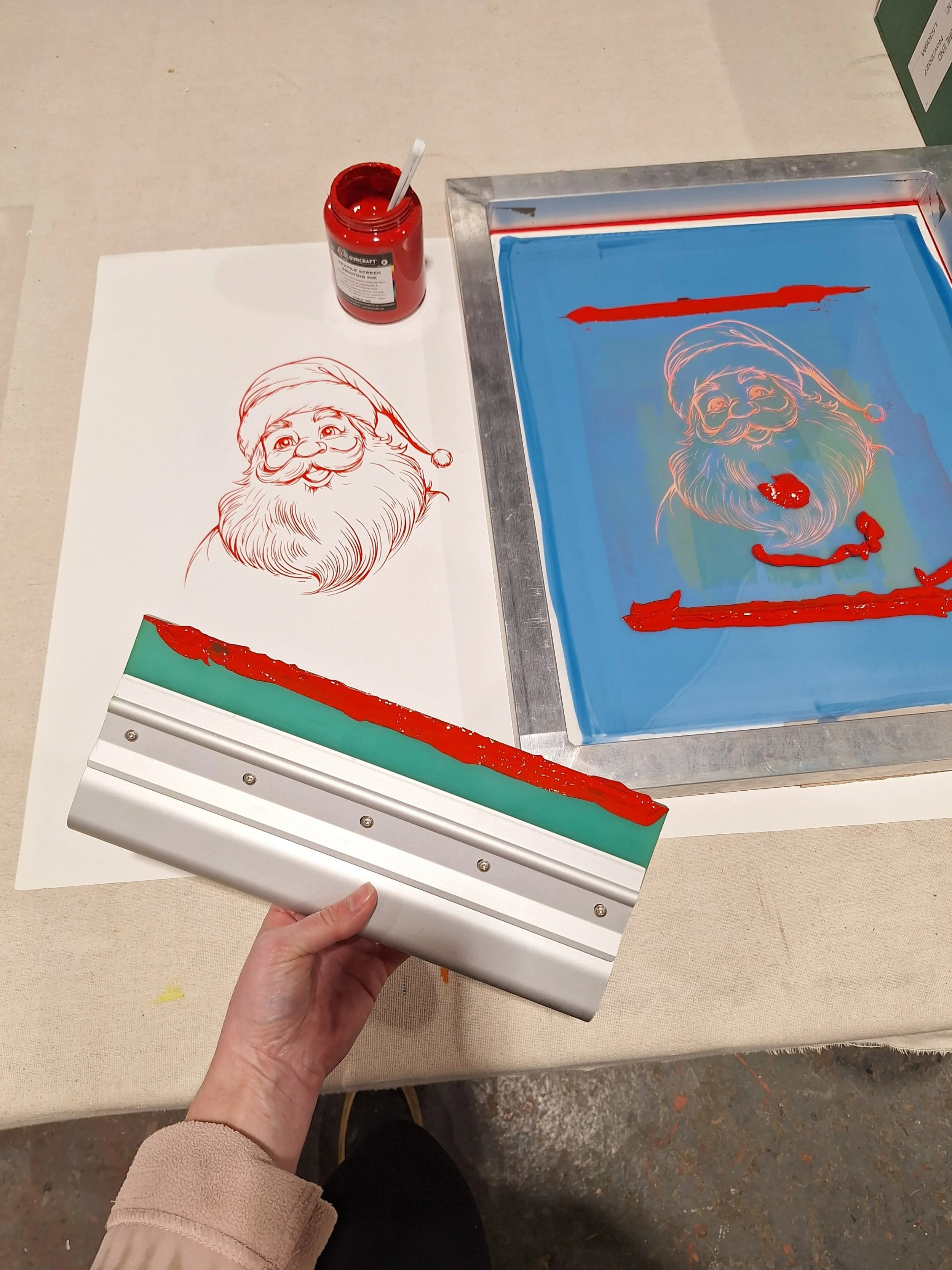 Family screen print workshop- Santa Sacks @G2