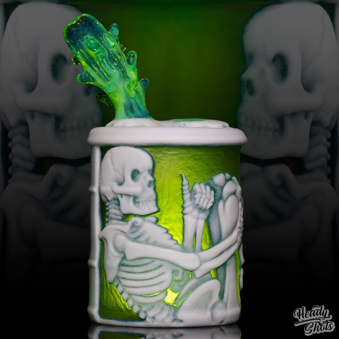 Trapped in an oil drum like 👍 This is fine. ☠️🛢 
Thought this was hella relevant with current state of the world. BRB gonna let myself decompose into crude oil over a the next 400 million years. 
This badass UV reactive carved drum was made in coll