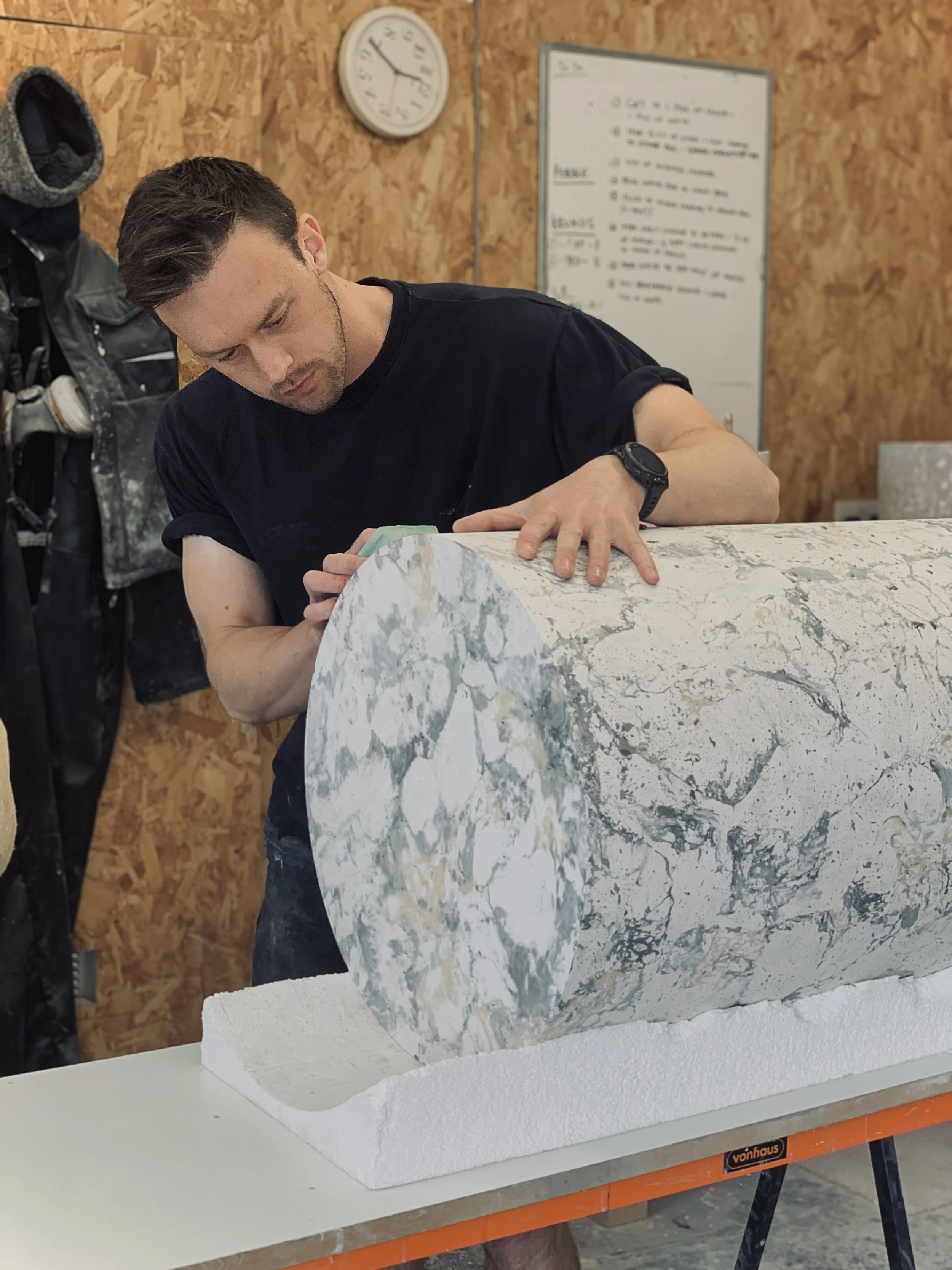 Sanding bespoke scagliola table