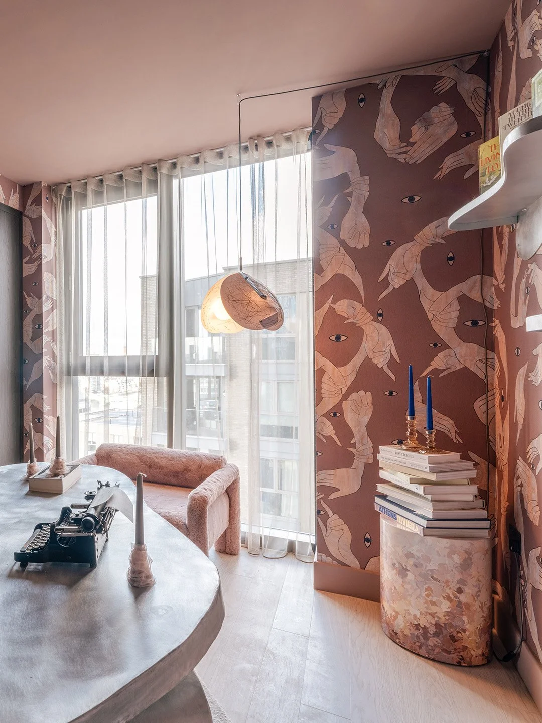 House of Honey interior featuring In Bloom scagliola side table
