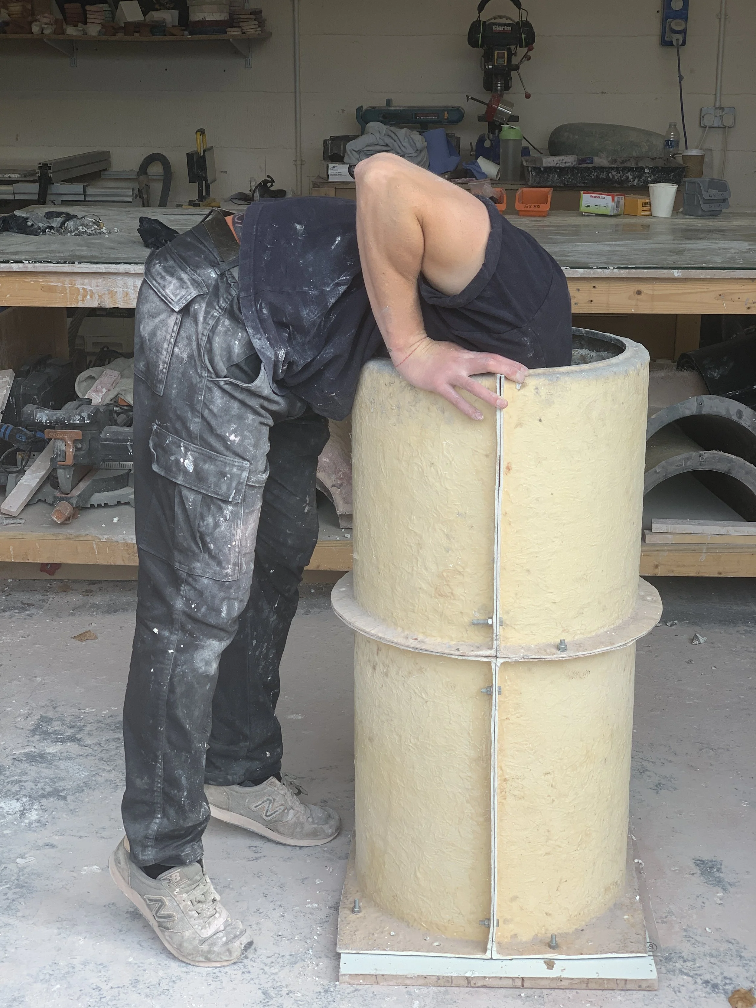 Casting Scagliola into mould