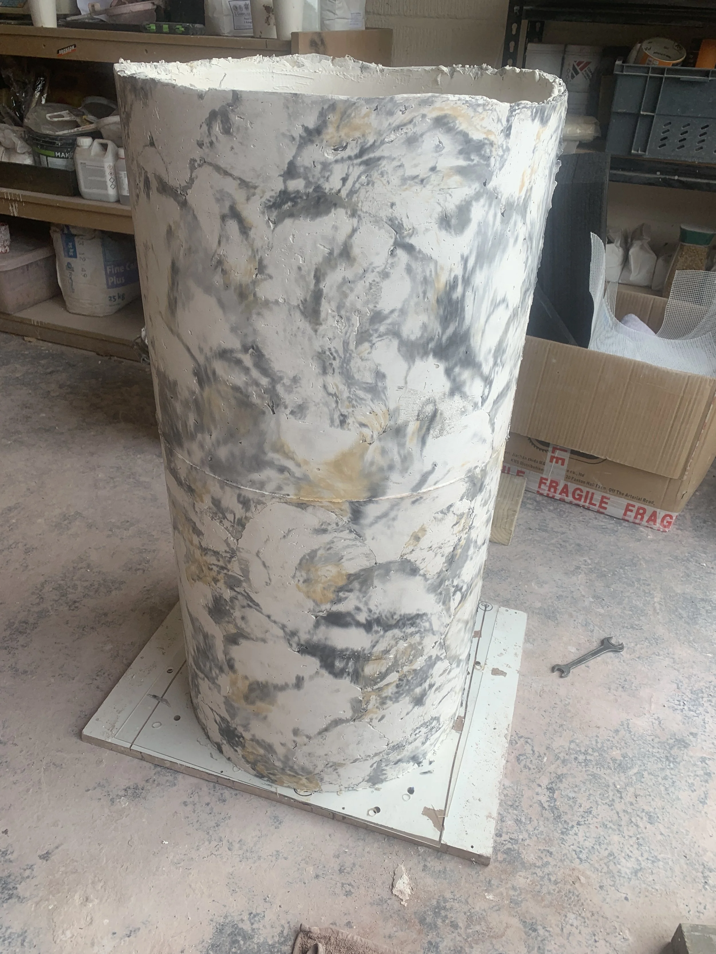 Scagliola table fresh out of mould