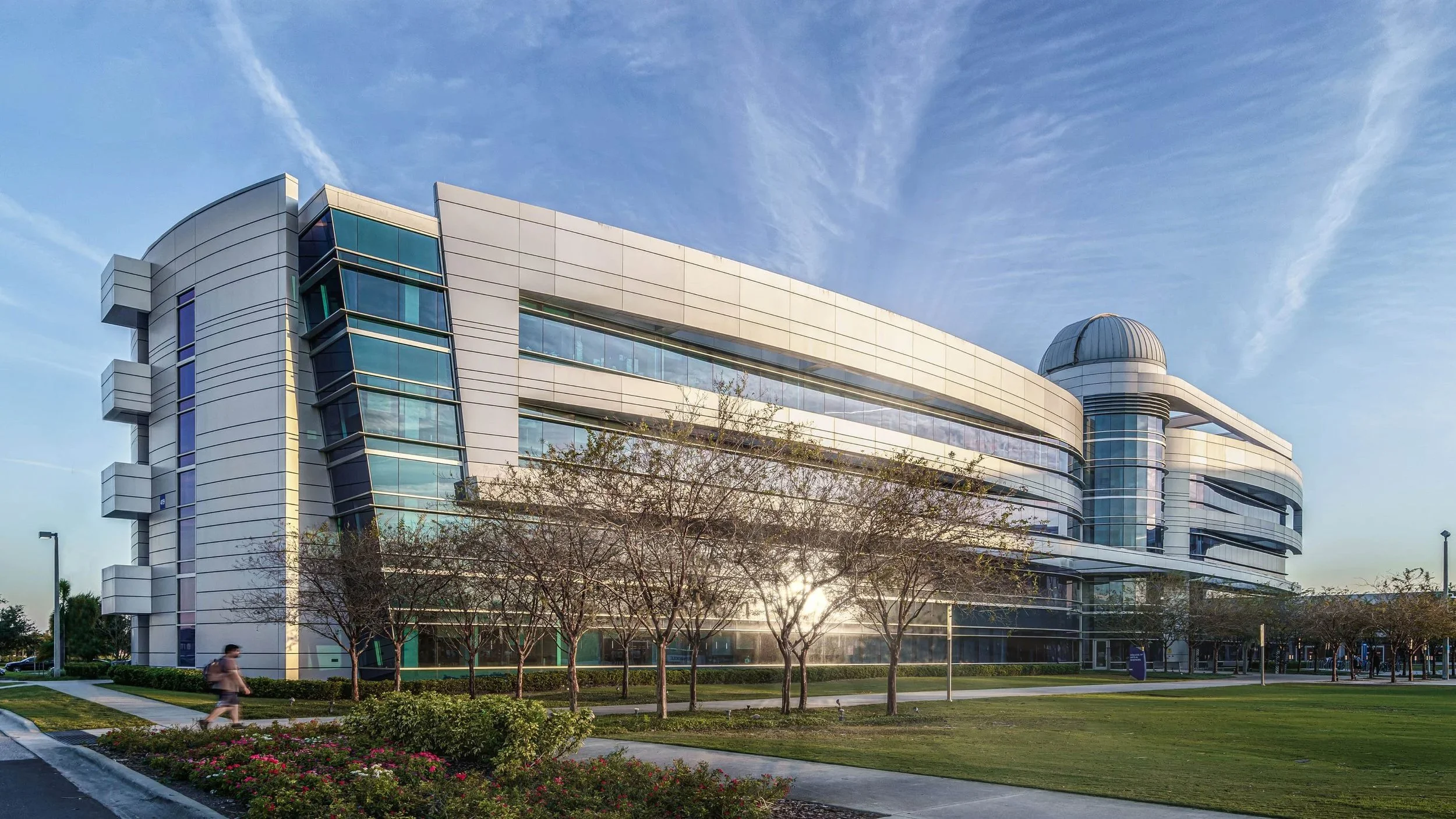 Twilight Exterior, Library Building, Embry-Riddle Aeronautical University - Daytona Beach