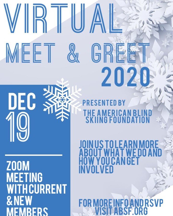 ❄️ABSF goes VIRTUAL!❄️

Join us for our annual meet and greet on zoom. 
Meet current and new members, learn about our organization and more! 

Click here to RSVP! **Edit: clickable link in bio!**
👇👇👇👇👇👇👇
https://www.absf.org/events/annual-pizz