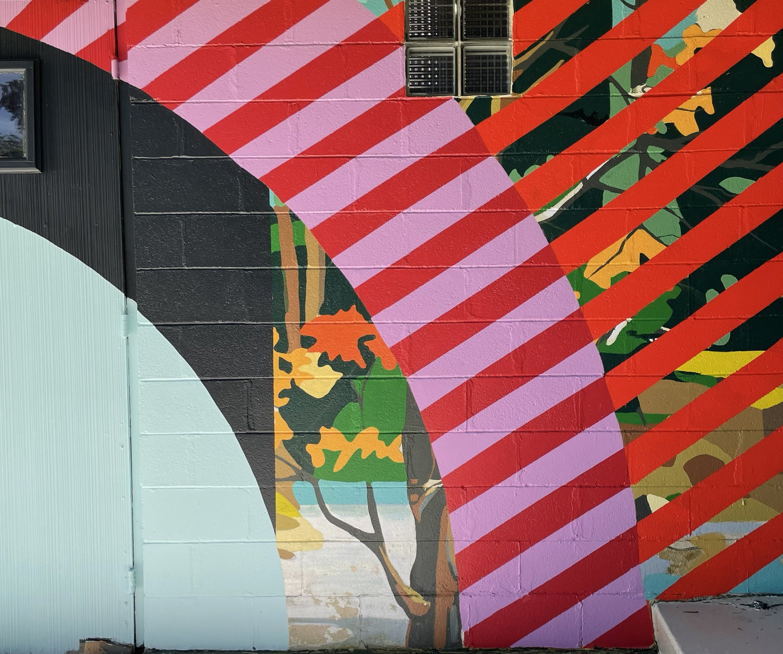Residential color block inspired by muralists Jessie And Katey (jessieandkatey.com) 2022.(in-process shot)