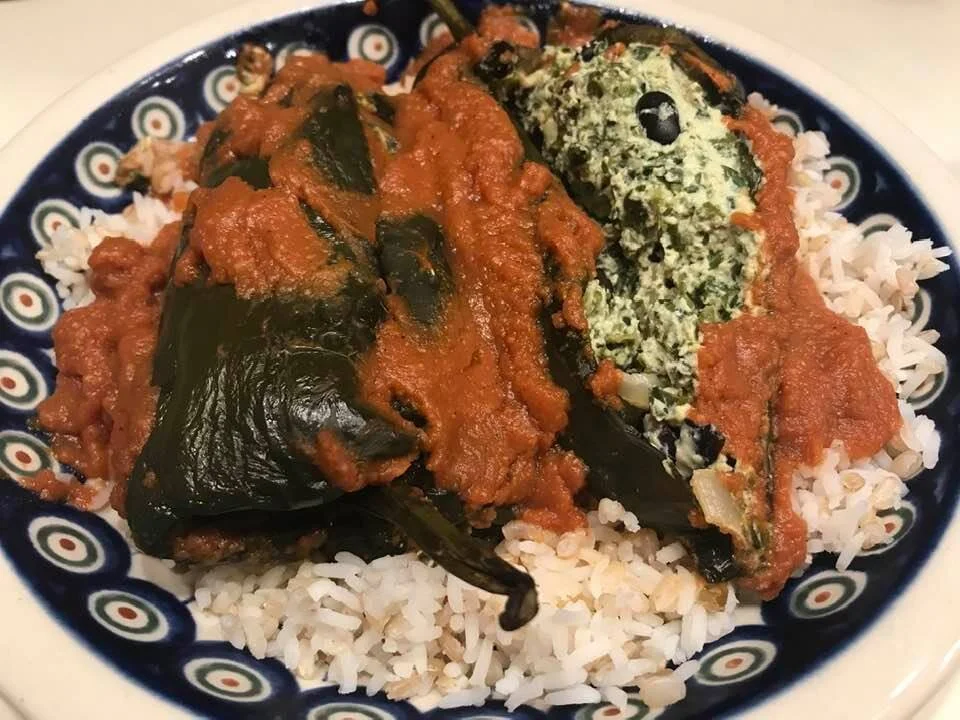 ROASTED CHILES RELLENOS WITH BLACK BEANS