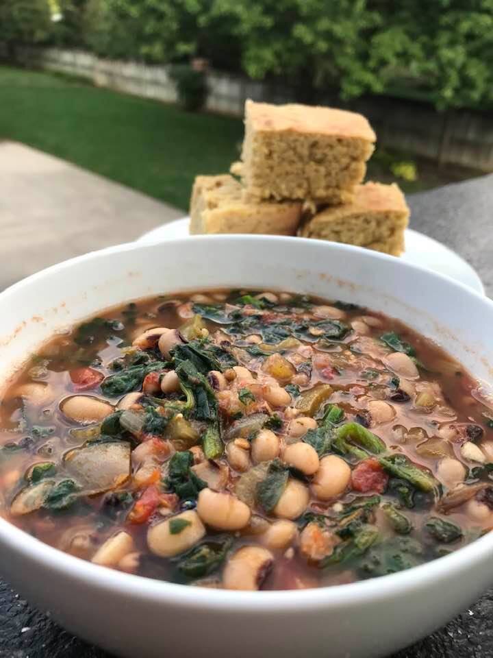 SPICY COLLARDS AND BLACK-EYED PEA SOUP