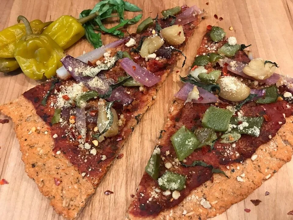 RUSTIC ROASTED VEGGIE PIZZA WITH LENTIL CRUST