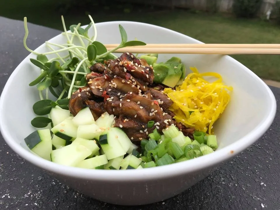 ASIAN APRICOT MUSHROOM RICE BOWL