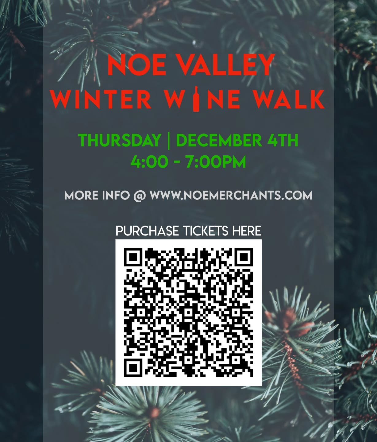 Winery Collective will participate at the Wine Walk in Noe Valley on December 4th.
Come say hi, sip delicious CA wines and support local businesses.
Purchase your tickets now!
Cheers 🍷

#winerycollectivesf #noevalleywinemerchants #noevalley #sanfran