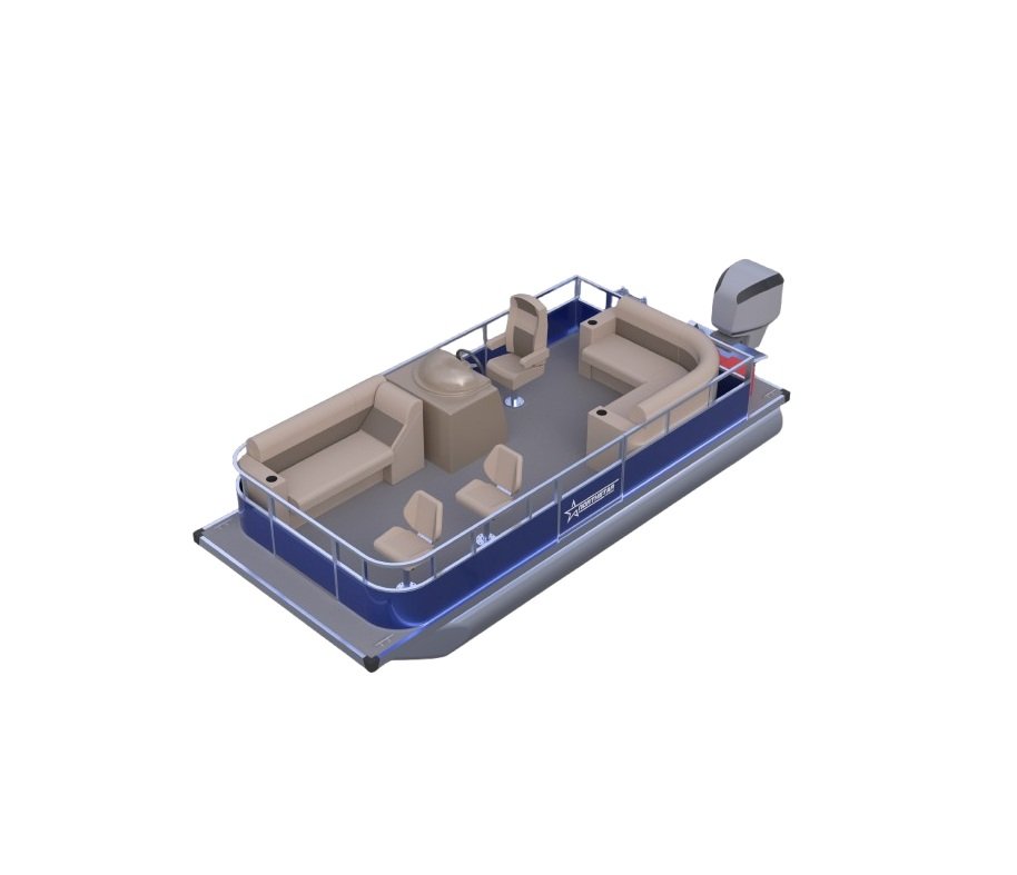22' pontoon designed for fishing and relaxing