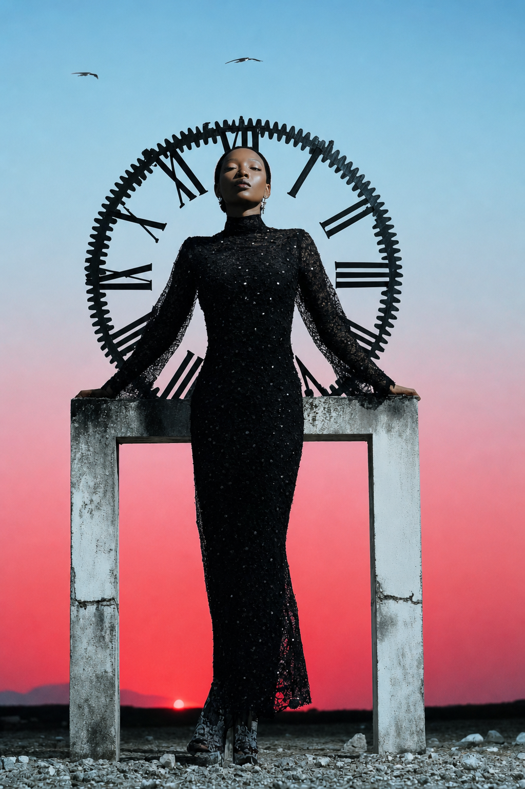 An_African_female_Model_perched_inside_a_broken_antique_clock_a2d3209d-e61a-4492-b9c1-61300b2f036c_0.png