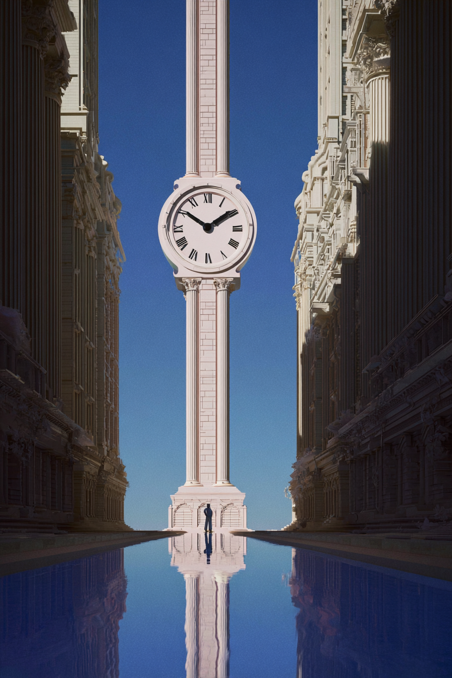 A_massive_weeping_clock_towers_over_the_model_in_a_forgotten__02eb33f8-b5eb-489e-81a8-bbe68fe3b136_0.png