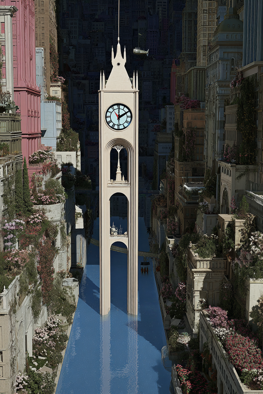 A_massive_weeping_clock_towers_over_the_model_in_a_forgotten__7e8c5b7d-dba2-41d3-b320-5bc6a04a6b6c_1.png