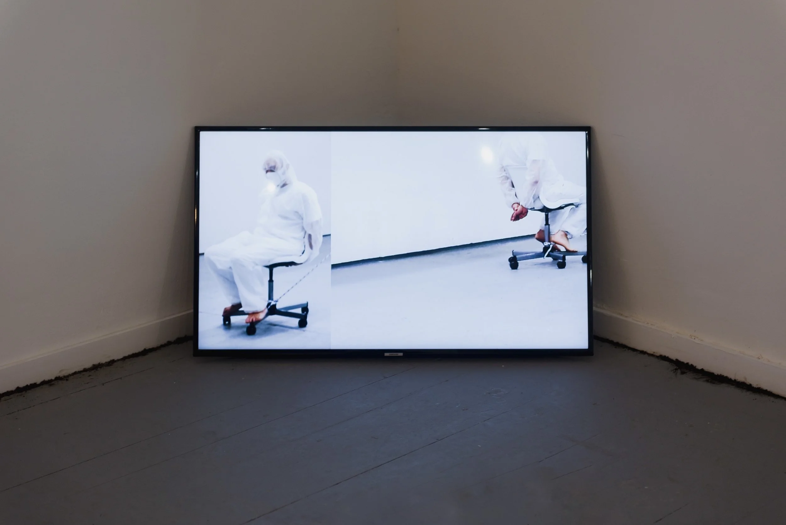 Pull The Other One, 2024 The origins for this work stem from an idiom or saying, that usually presents a figurative, non-literal meaning attached to the phrase in question. In the case of this performance video however, this saying retains the phra