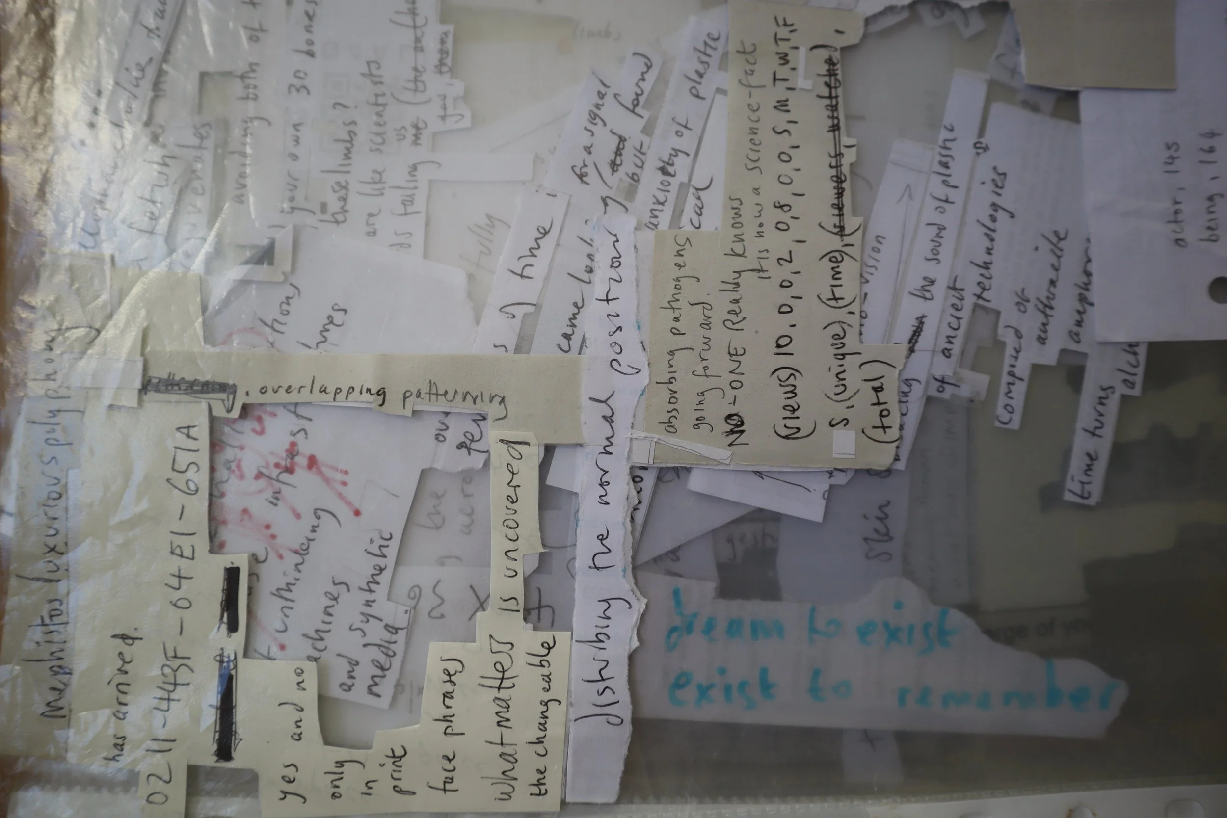  Ask The Dust, 2025  For Stuck Collective’s exhibition exploring language, Cos Ahmet presented a special set of text-based prose, spontaneously constructed from his growing  archive of words and phrases obsessively collected over time.  Exploring dia