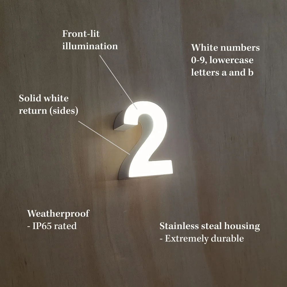 Product specs LED Front-lit face-lit House Number White